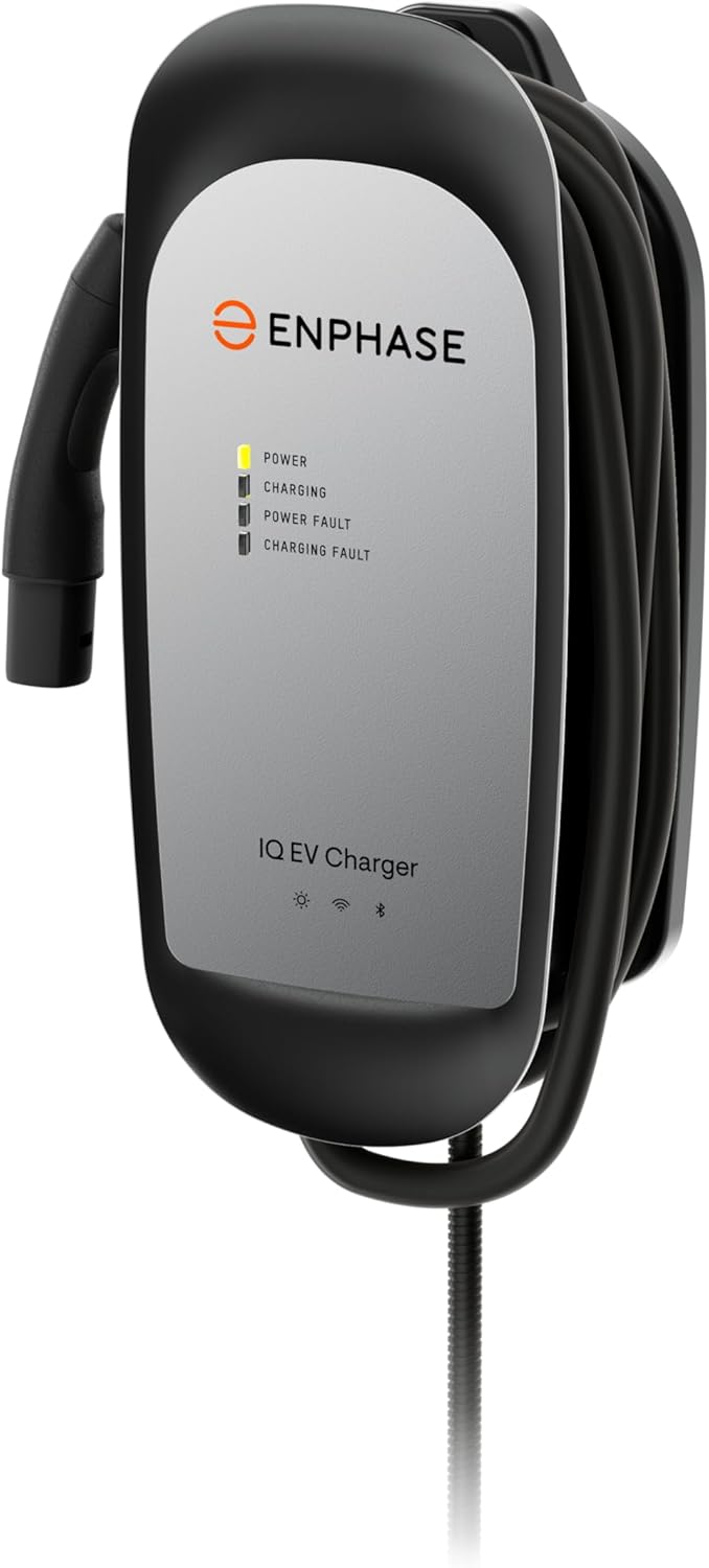 48 Amp Smart EV Charger - Enphase IQ 60, Hardwired, 11.5kW Power, 240V, 5-Year Warranty, Wi-Fi Connected, Safety Certified, 25ft Cable  Ruggedized J1772 Connector