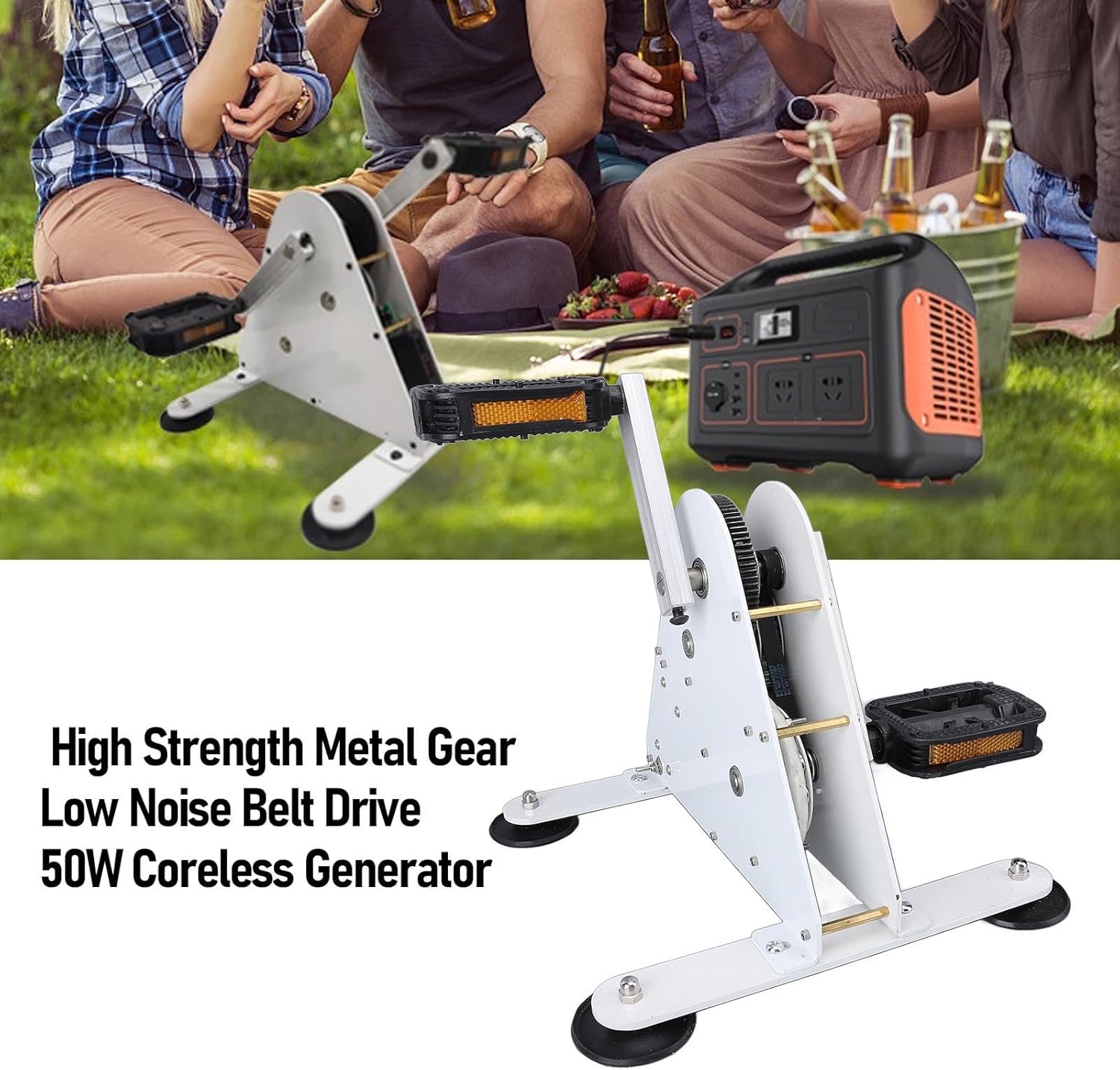 50W Pedal Generator, Portable Foot Operated Power Generator with Double USB Interface  1-35V DC Output for Household, Outdoor