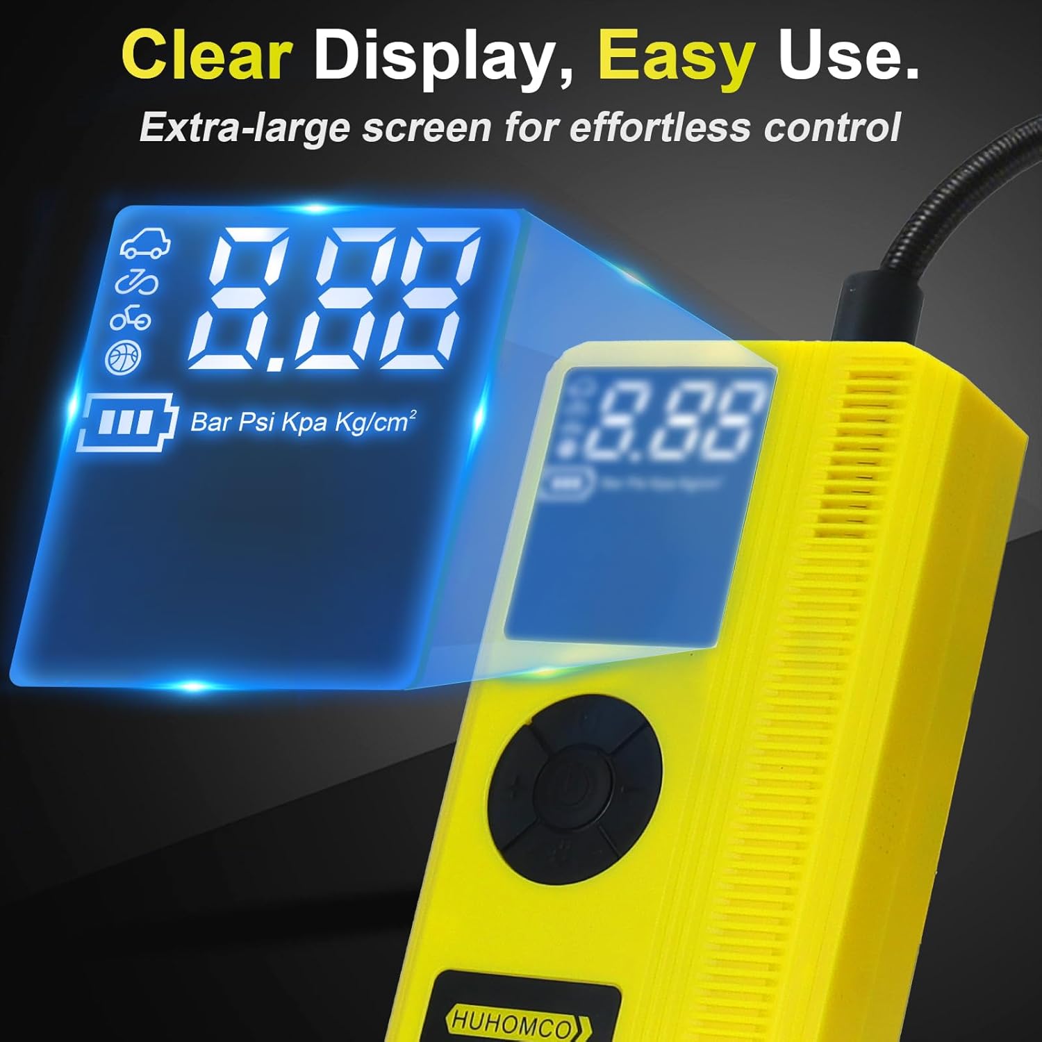 7-in-1 Car Jump Starter with Air Compressor, 3000A Portable 12V Power Pack, 150PSI Digital Tire Inflator for 9L Gas/7L Diesel, Multifunctional Jump Box with LED Light and Jumper Cables