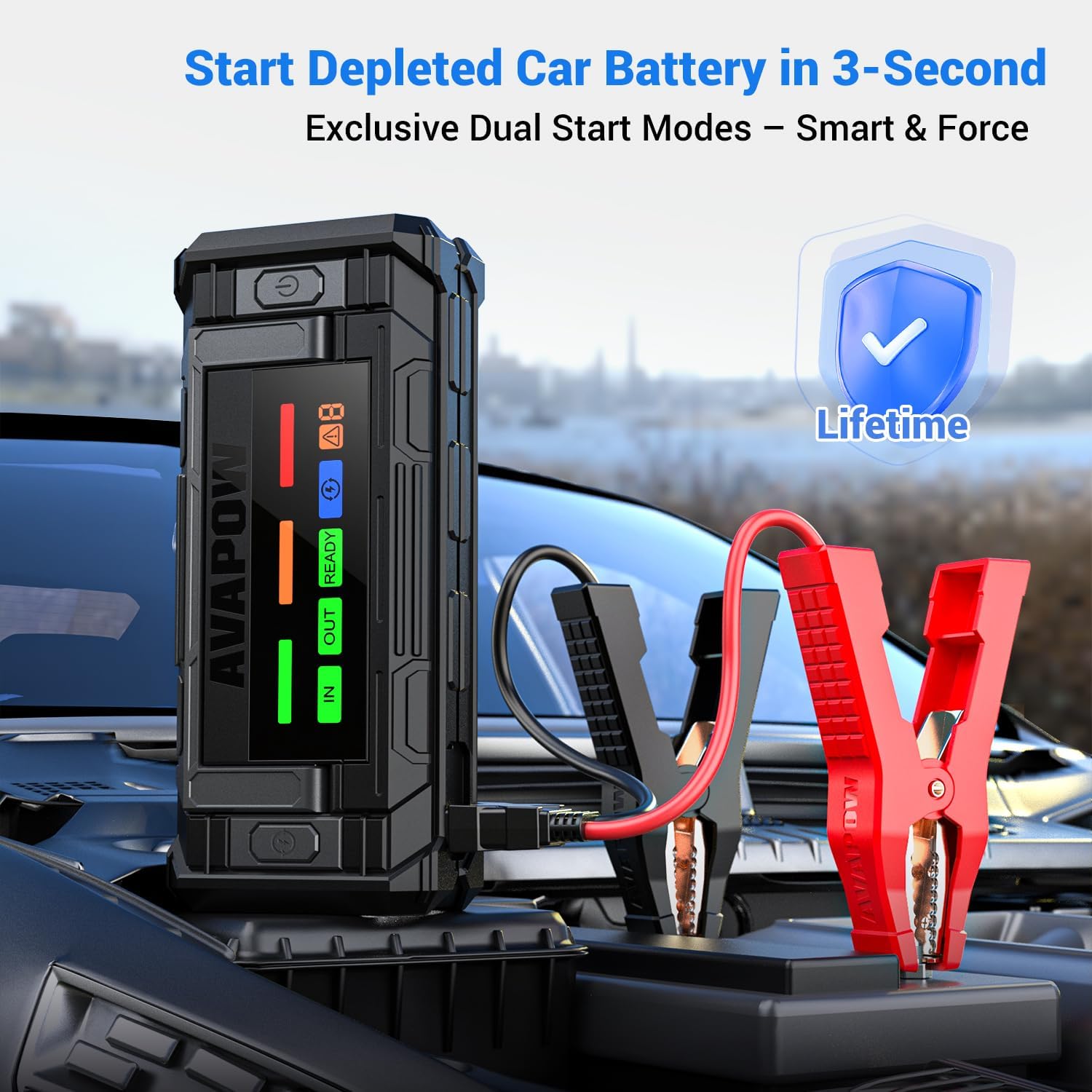 AVAPOW 8000A Battery Jumper Starter Portable with 4″ HD Display PD 30W Dual-Way Fast Charging, 12V Car Starter Jump Box  Battery Booster for All Gas  Up to All Diesel Engines