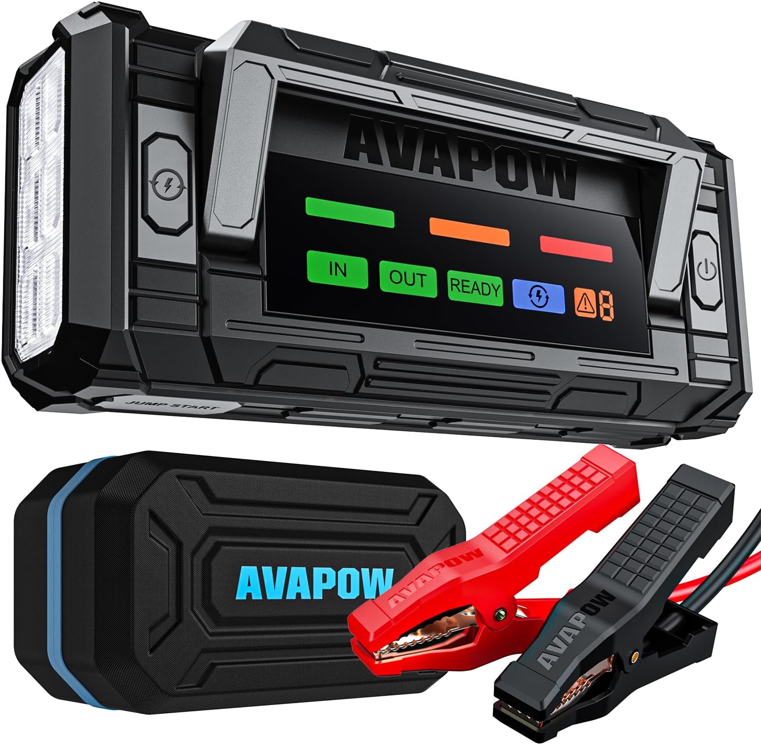 AVAPOW 8000A Battery Jumper Starter Portable with 4″ HD Display PD 30W Dual-Way Fast Charging, 12V Car Starter Jump Box  Battery Booster for All Gas  Up to All Diesel Engines