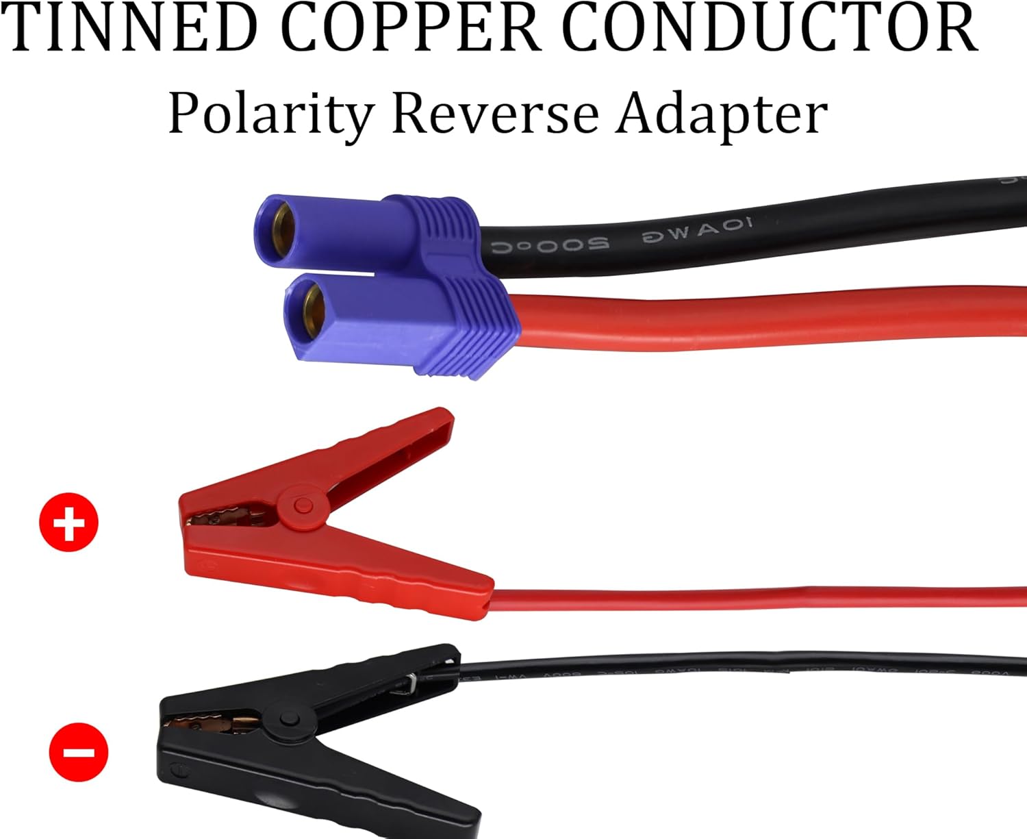 Battery Star-ting Cable Booster Jumper Cables Alligator Clamp to EC5 Starting Cable car Emergency Starting Power Clip Adapter (10 AWG) All Copper Silicone for Prevent Reverse Charge[3.2FT]