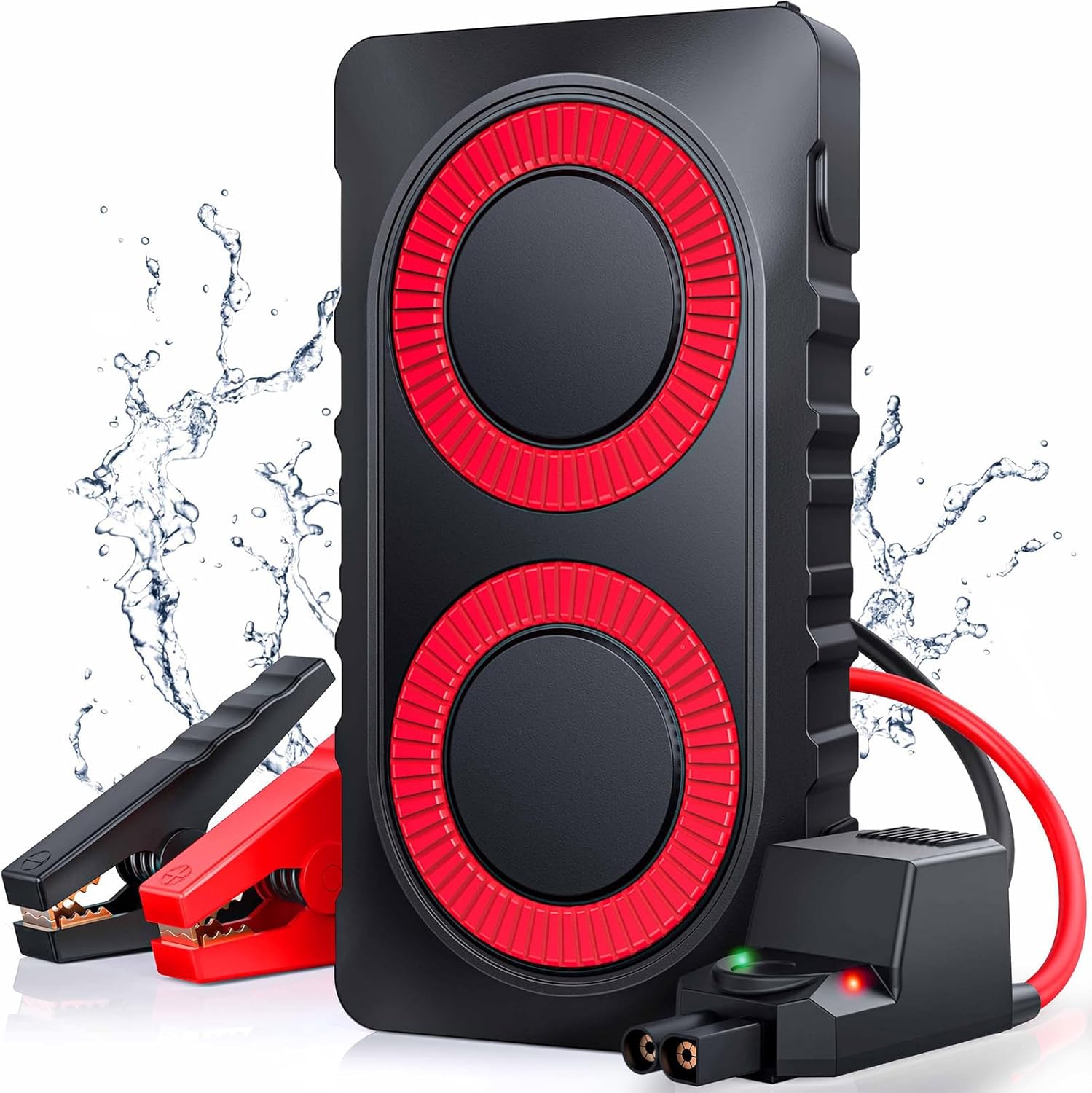 Car Battery Jump Starter 2000A Jump Box 12800mAh Portable Jump Starter Battery Pack (6.5 Gas/5.5L Diesel) Car Jumper Starter with Extended Smart Jumper Cables, Fast Charge, Lights, Compact