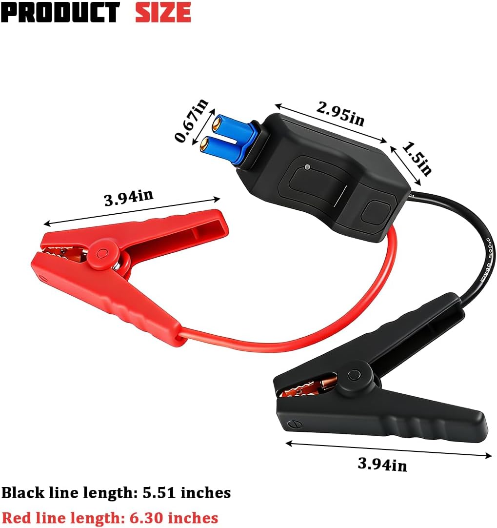 Car Jump Starter Clamps, 12V EC5 Vehicle Emergency Booster Smart Clamp Cables, Portable Automotive Replacement Alligator Clip Accessories, Universal for SUV Truck Sedan