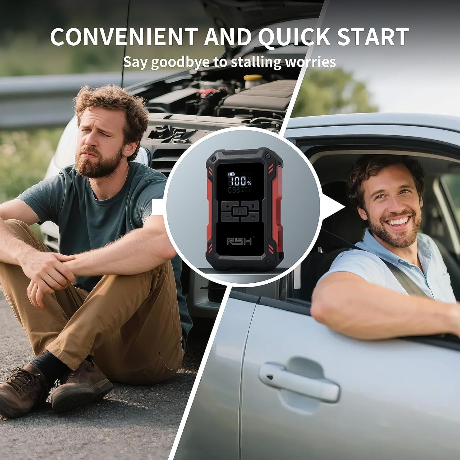 Car Jump Starter with Air Compressor 4000A Peak Battery Jump Starter 12V 150PSI Jump Box (up to 9L Gas,7.0L Diesel Engine) Auto Booster,LED Light  15000MA with 65W USB Quick Charger and Type C