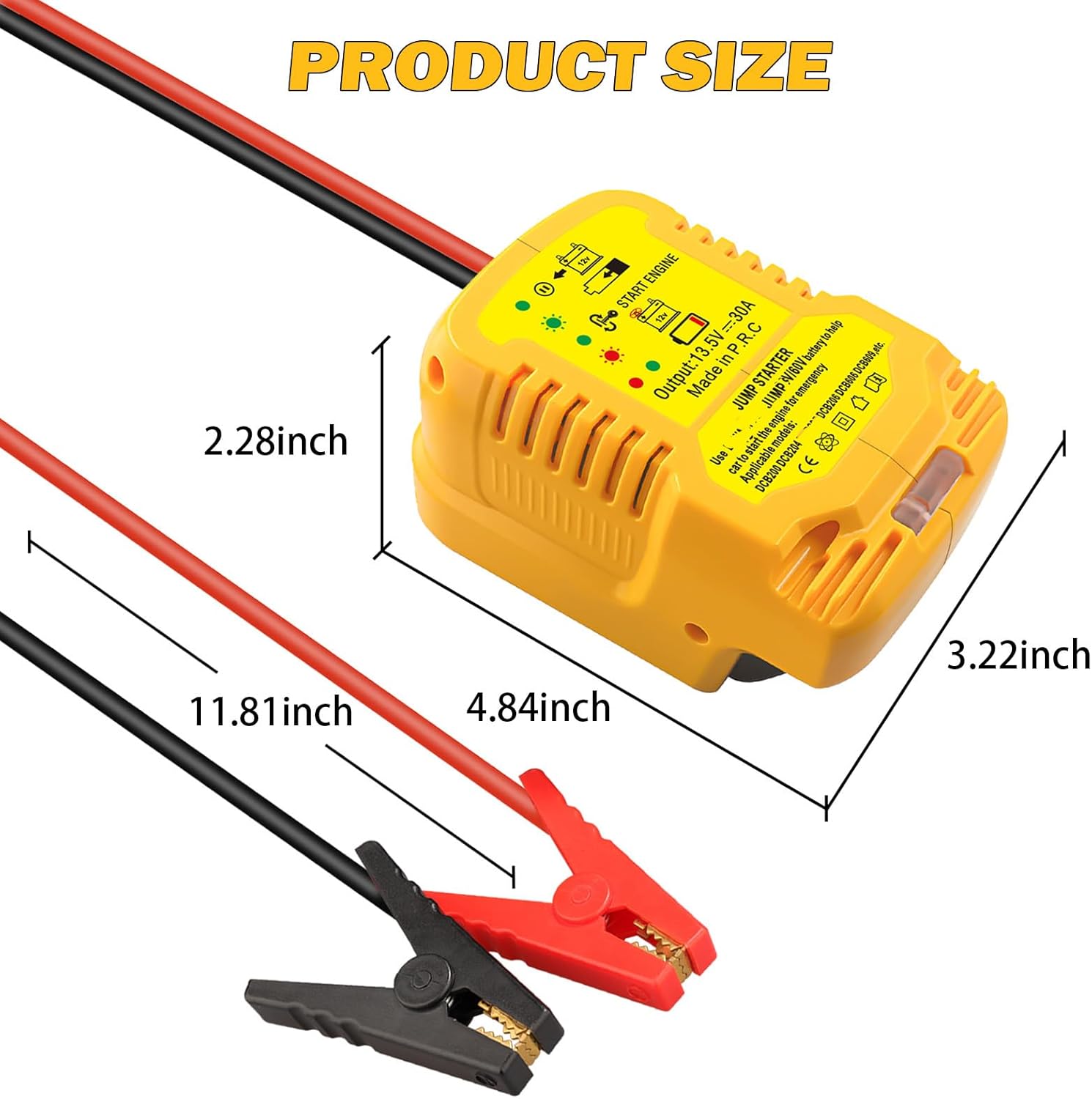 Car Jump Starters Adapter Compatible with DeWalt 20V MAX Batteries with 11AWG Jump kit Cable for use with Trucks, SUVs, Full-Size Cars, Small Compact Cars Vehicles
