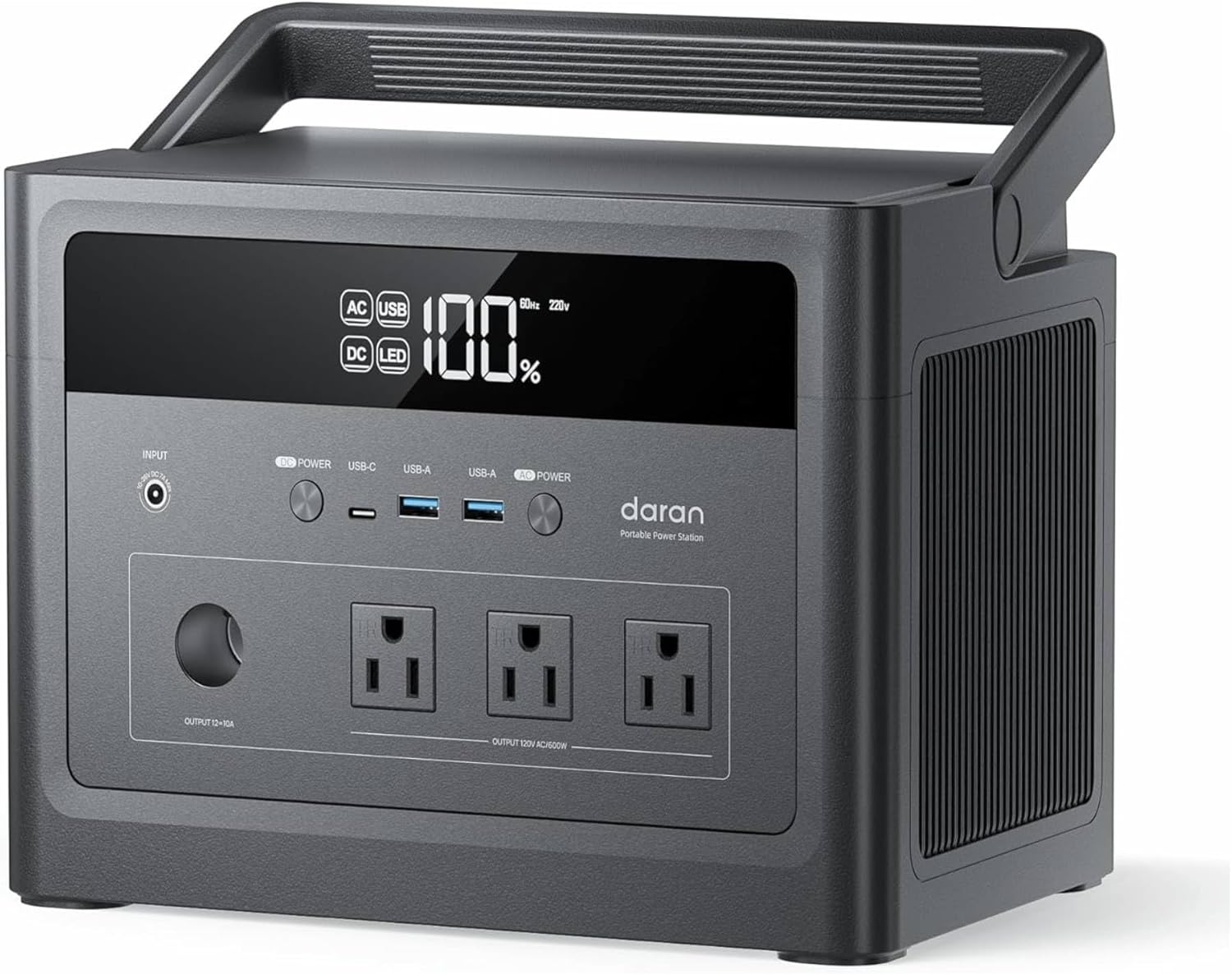 DARAN Portable Power Station 1000W (Surge 2000W), Solar Generator with 100W USB-C PD Fast Charging，576Wh LiFePO4 Battery for Camping, Home, Power Outages, RV and Emergency