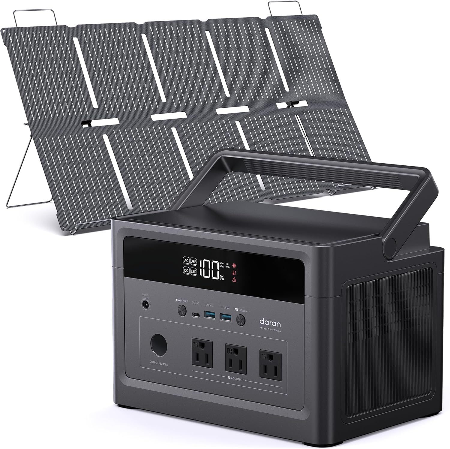 DARAN Portable Power Station 1000W (Surge 2000W), Solar Generator with 100W USB-C PD Fast Charging，576Wh LiFePO4 Battery for Camping, Home, Power Outages, RV and Emergency