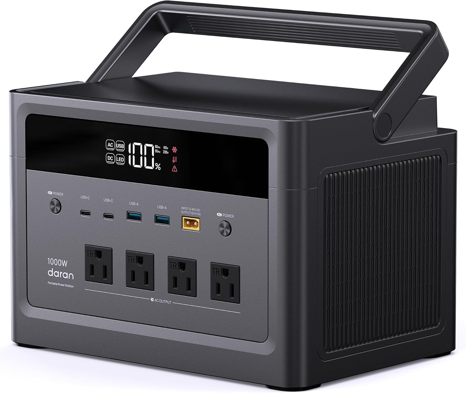 DARAN Portable Power Station 1000W (Surge 2000W), Solar Generator with 100W USB-C PD Fast Charging，576Wh LiFePO4 Battery for Camping, Home, Power Outages, RV and Emergency