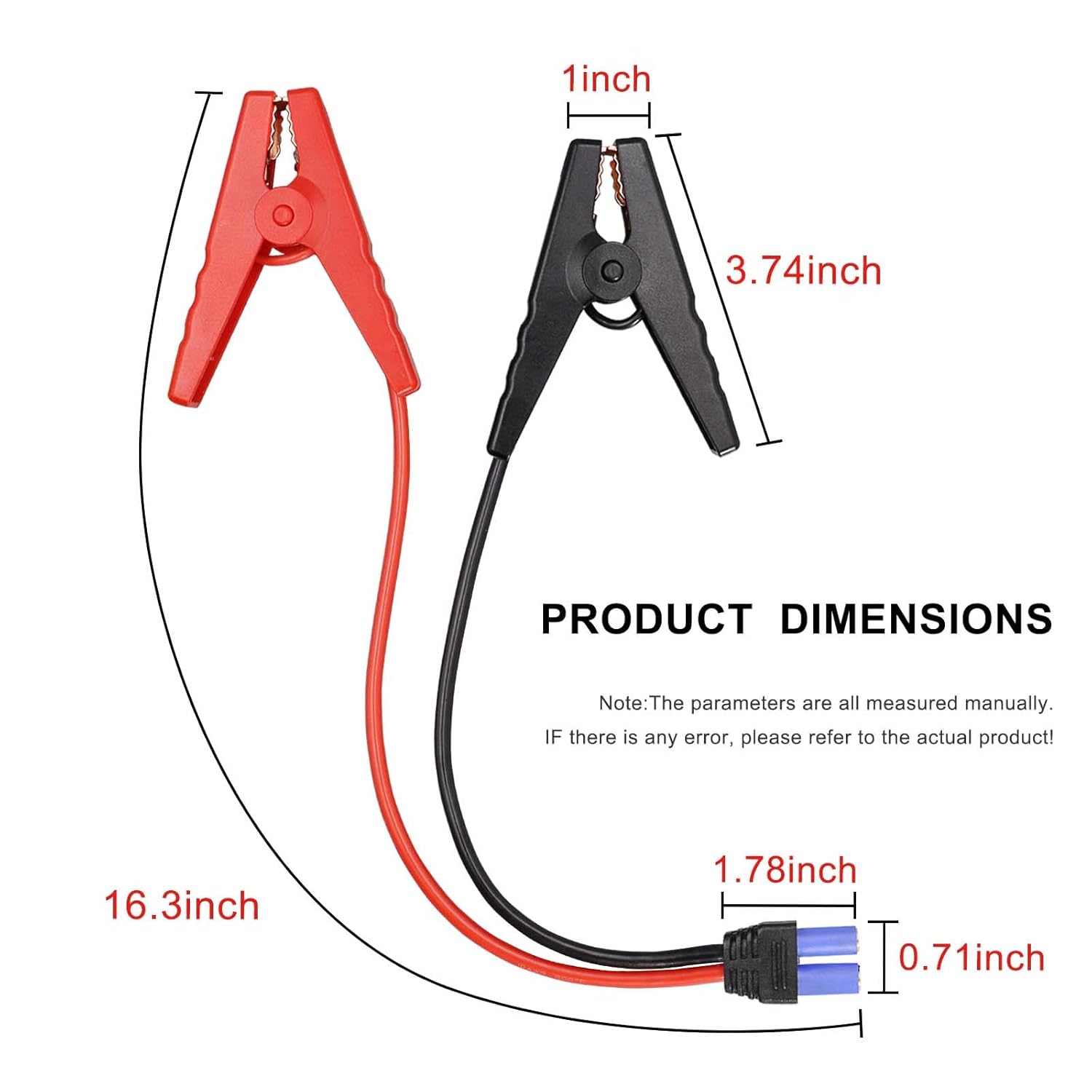 EC5 Emergency Jump Starter Cable for Car with Alligator Clamps, Heavy Duty Automotive Booster Cables for Battery Compatible with 10AWG Silicone Wire for Portable Power Station, Vehicle Battery