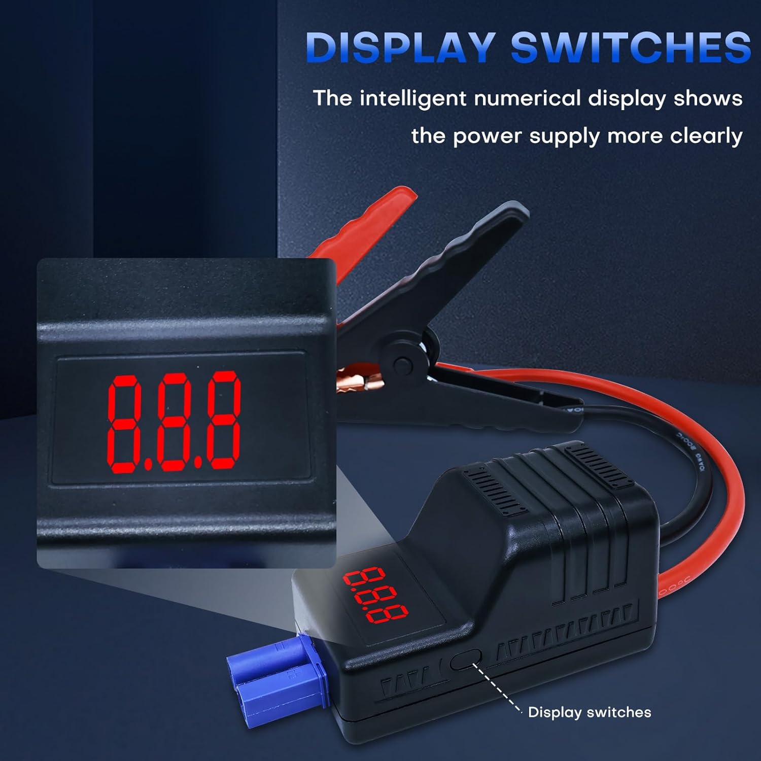EC5 Smart Jump Starter Clamps,EC5 Heavy Duty Jump Starter Automotive Booster Clamp Cables Replacement Alligator Clamps with Intelligent LCD Screen for 12V Car Jump Starterand Many Other Brands