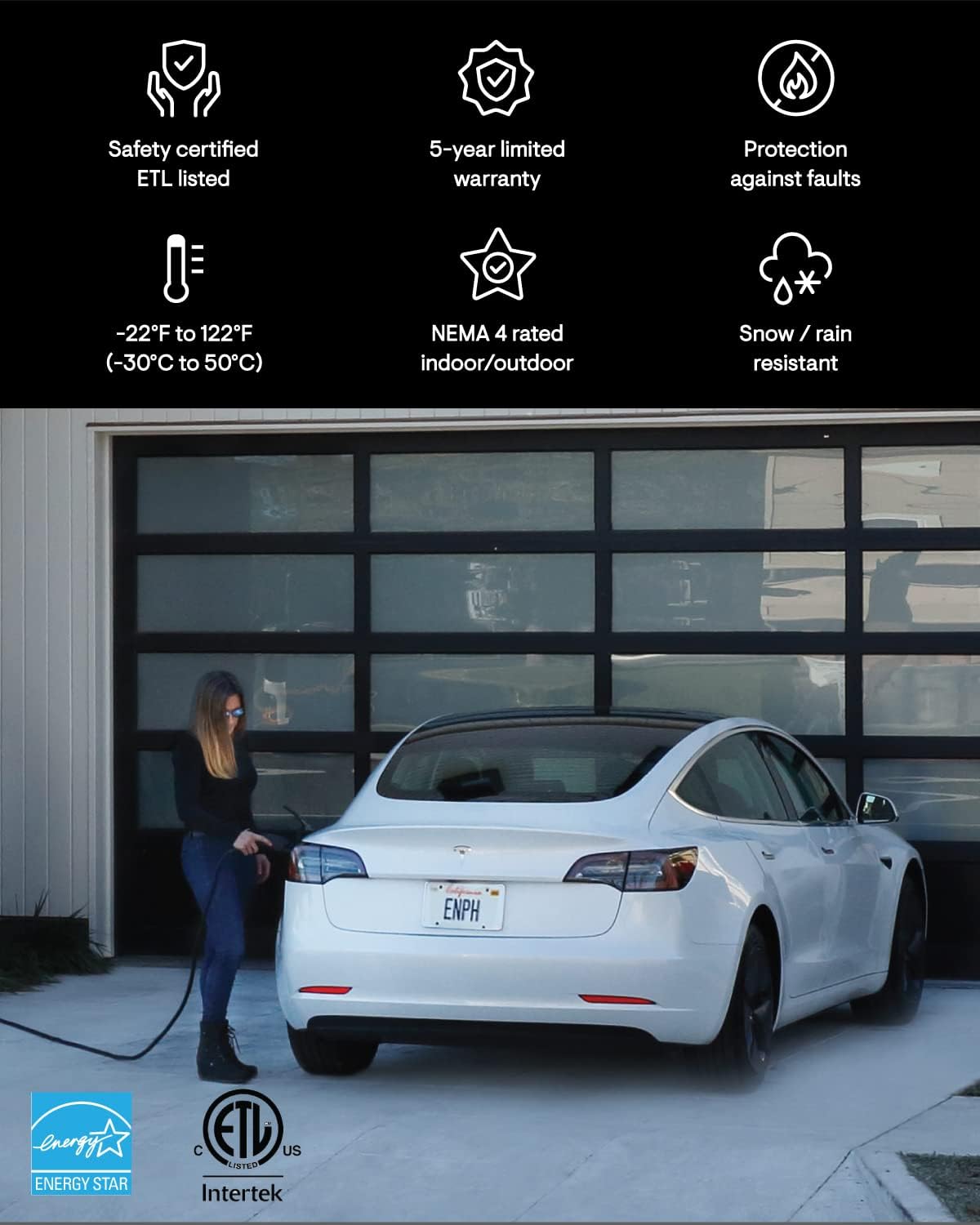 Enphase Level 2 Dual EV Charger, Safety Certified, 32 Amp, 240v, Hardwired, 25ft Cables, J1772, Compatible with US Electric Vehicles, HCS-D40 Home Electric Car Charging Station - formerly ClipperCreek