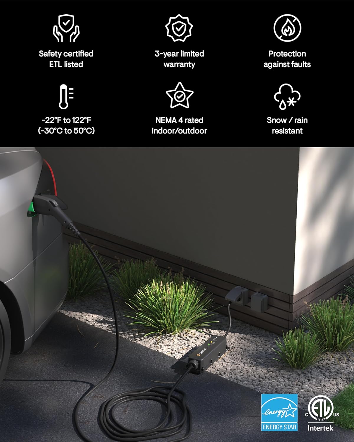 Enphase Mobile EV Charger, 12 A, Safety Certified, Indoor/Outdoor, 25ft Rugged Cable  SAE J1772 Connector, 120V, NEMA 5-15 Plug