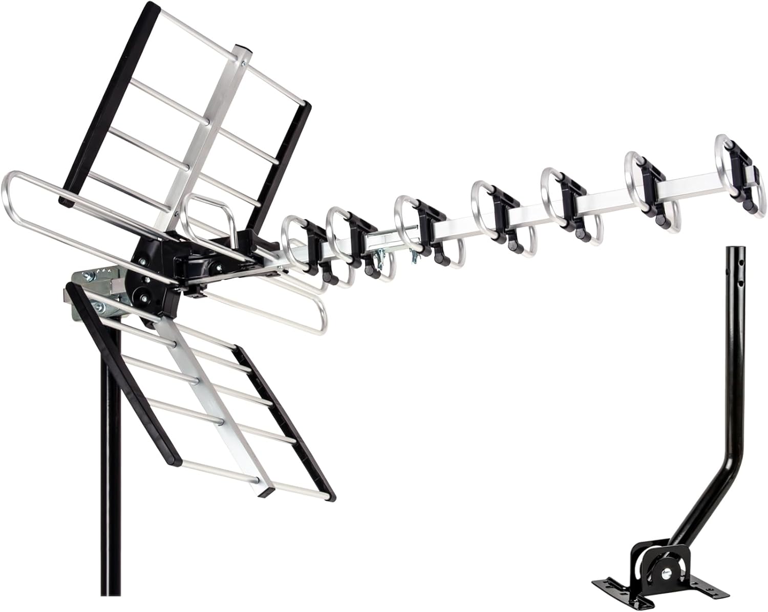 Five Star Outdoor HDTV Antenna up to 200 Mile Long Range, Attic or Roof Mount TV Antenna, Long Range Digital OTA Antenna for 4K 1080P VHF UHF Supports 4 TVs Installation Kit  J Mount
