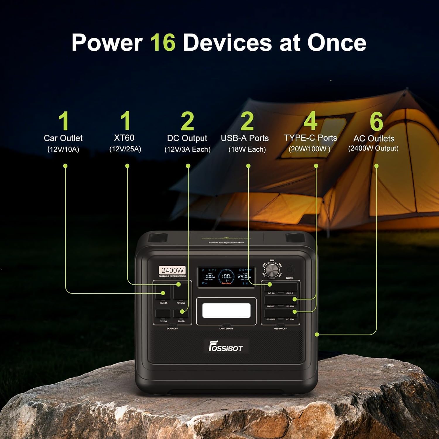 FOSSiBOT F2400 Portable Power Station 2400W, 2048Wh LiFePO4 Battery Solar Generator, 2H Fast Charging for Home Backup, Outdoor Camping, RV, Emergency F2400 Pro FOSSiBOT F2400 Portable Power Station 2400W, 2048Wh LiFePO4 Battery Solar Generator, 2H Fast Charging for Home Backup, Outdoor Camping, RV, Emergency F2400 Pro