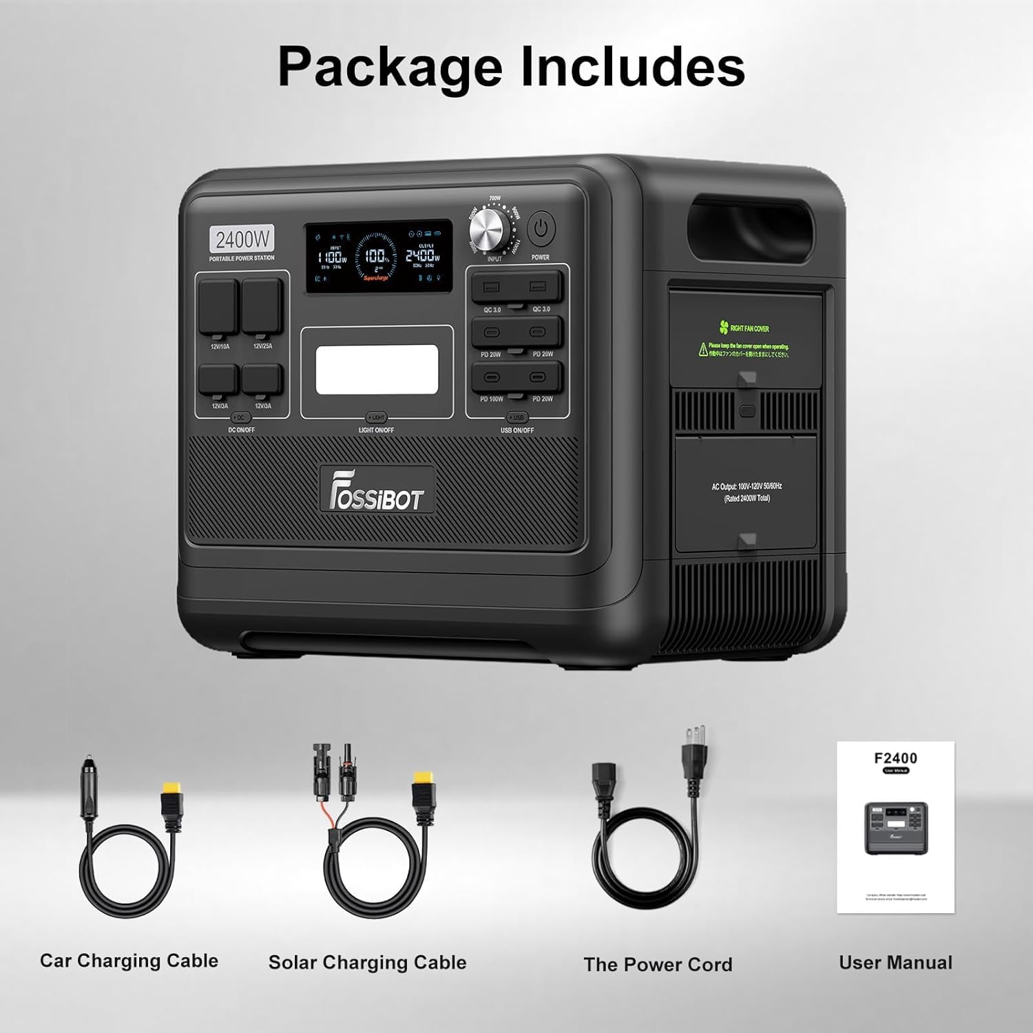 FOSSiBOT F2400 Portable Power Station 2400W, 2048Wh LiFePO4 Battery Solar Generator, 2H Fast Charging for Home Backup, Outdoor Camping, RV, Emergency F2400 Pro FOSSiBOT F2400 Portable Power Station 2400W, 2048Wh LiFePO4 Battery Solar Generator, 2H Fast Charging for Home Backup, Outdoor Camping, RV, Emergency F2400 Pro