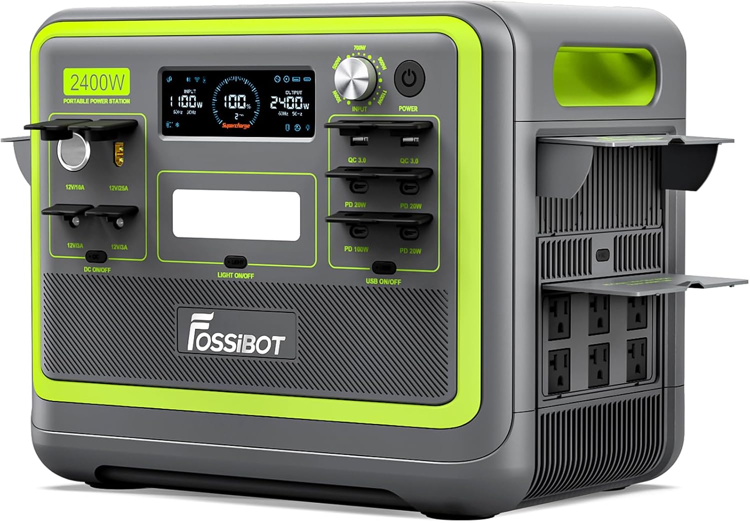 FOSSiBOT F2400 Portable Power Station 2400W (4800W Peak), 2048Wh LiFePO4 Battery Solar Generator with 1100W AC  500W Solar Charging APP Control,1.5H Fast Charging, for Camping, Home Use, Emergency,RV