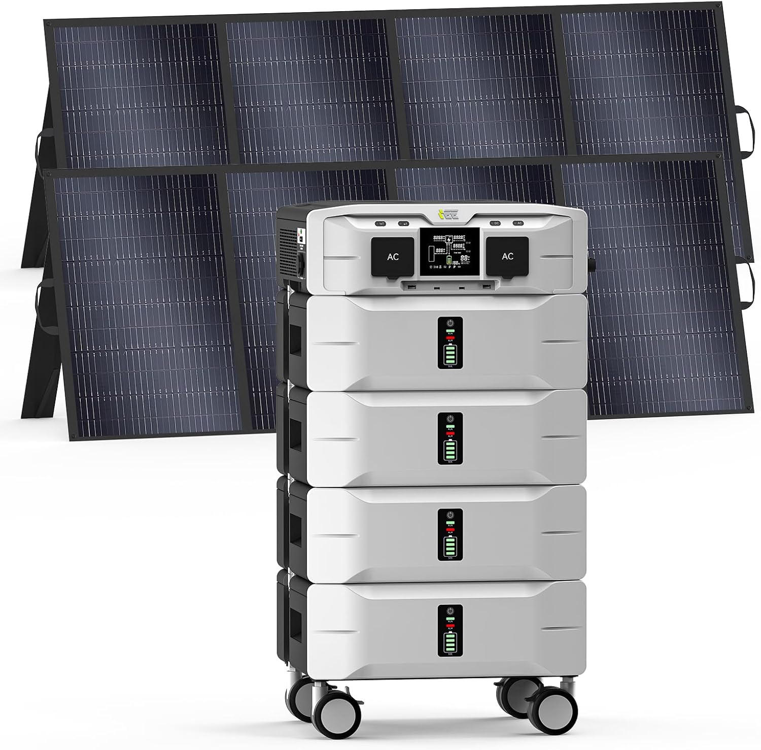 IEE 7680Wh Power Station with 5000W Output, 120V/240V Dual Voltage, Expandable Home Backup with Transfer Switch Ready  App Control