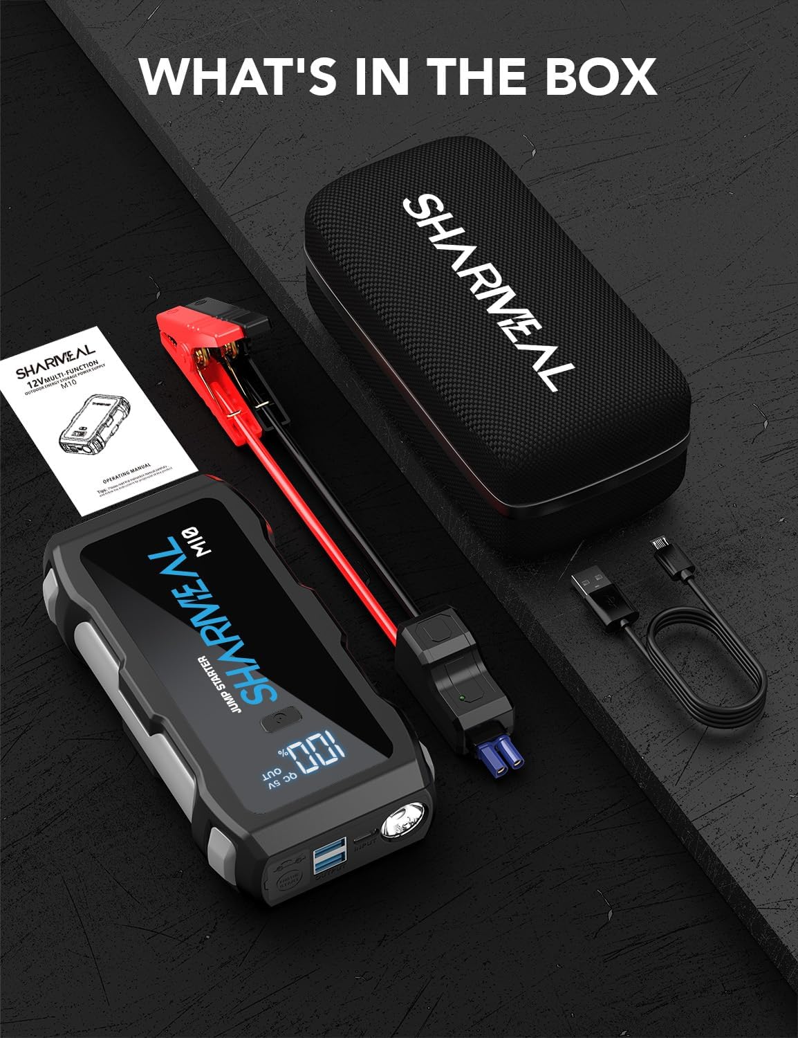 Jump Starter 5000A, 12V Car Battery Jump Starter with USB Quick Charge (Up to 10.0L Gas or 9.0L Diesel Engine), Battery Booster with 3 Modes Flashlight and Jumper Cable(Grey-5000A)