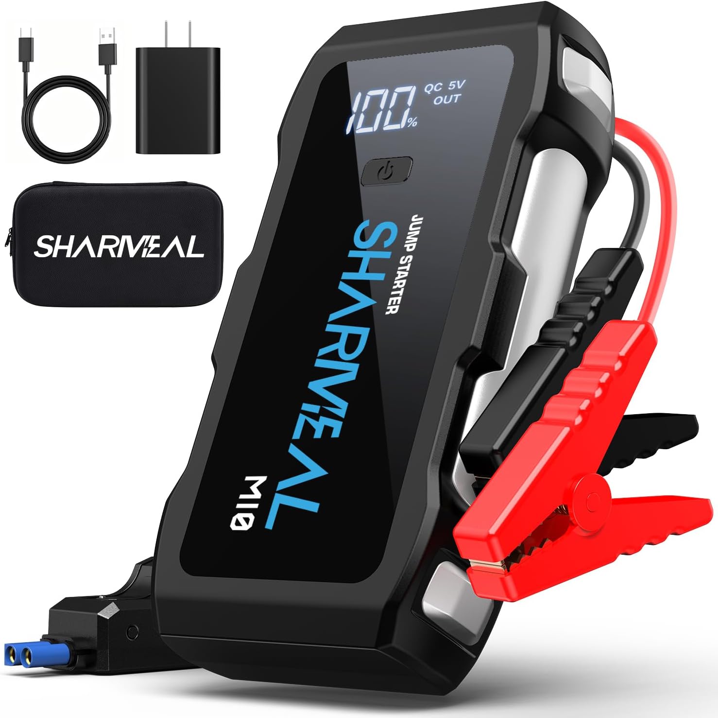 Jump Starter 5000A, 12V Car Battery Jump Starter with USB Quick Charge (Up to 10.0L Gas or 9.0L Diesel Engine), Battery Booster with 3 Modes Flashlight and Jumper Cable(Grey-5000A)