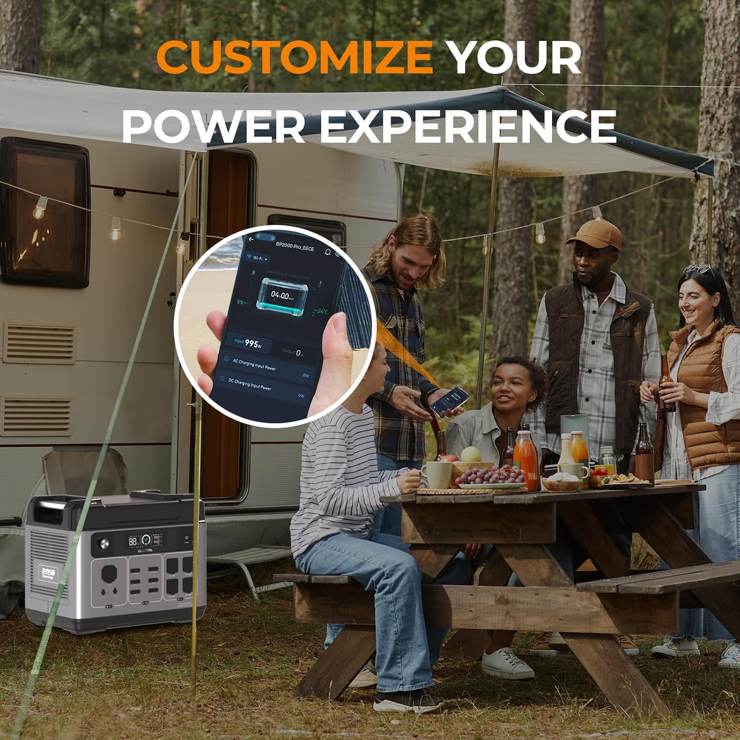 OUKITEL P2001 Plus 2400W Power Station with 200W Solar Panel, 2048Wh Solar Generator with 4 AC Outlets (5000W Peak), 1.5H Full Charging, APP Control Battery Backup for Home, Camping  RVs