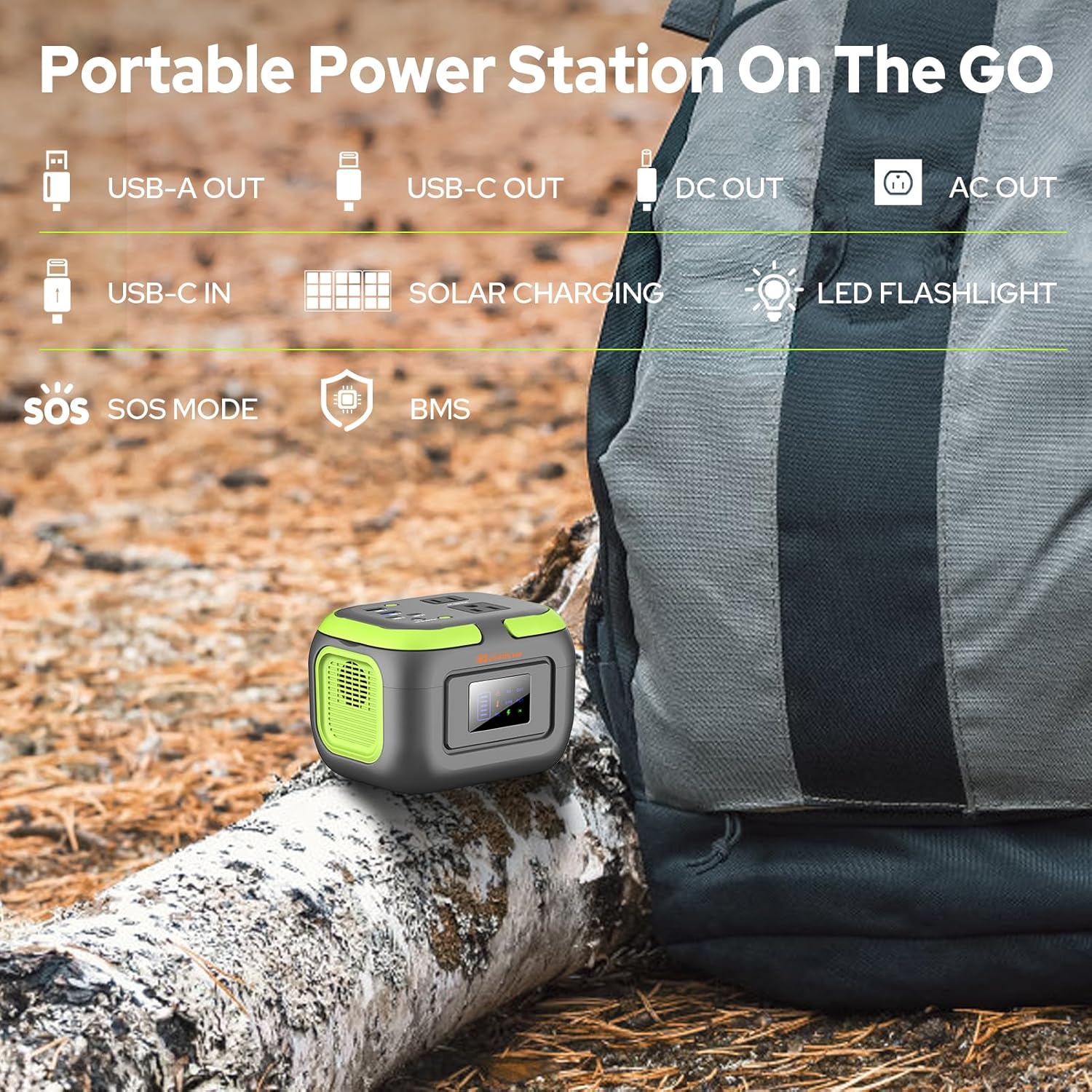Portable Power Station 120W, 97.6Wh Backup Battery Solar Power Bank Generator with AC Outlets  USB-C Input,Portable Battery Pack Lightweight for Camping Travel RV Van(without Solar Panel)