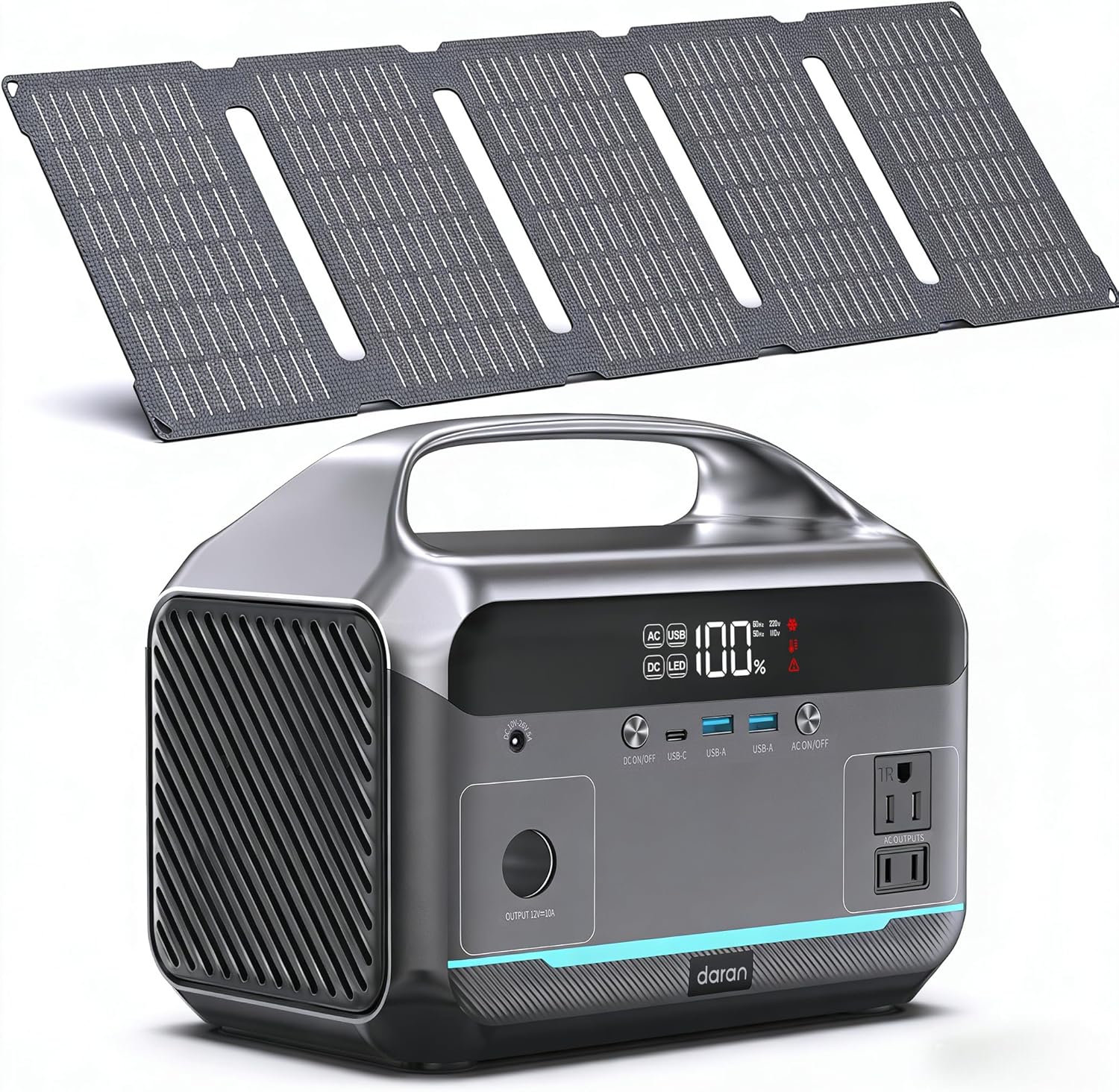 Portable Power Station, 288Wh (90,000mAh) LiFePO4 Battery, 350W (600W Peak) Power Bank with AC Outlet, Mini Solar Generator 7-Port Design, 2.1Hrs Fast Charing for Emergency, Hurricane (Solar Optional)
