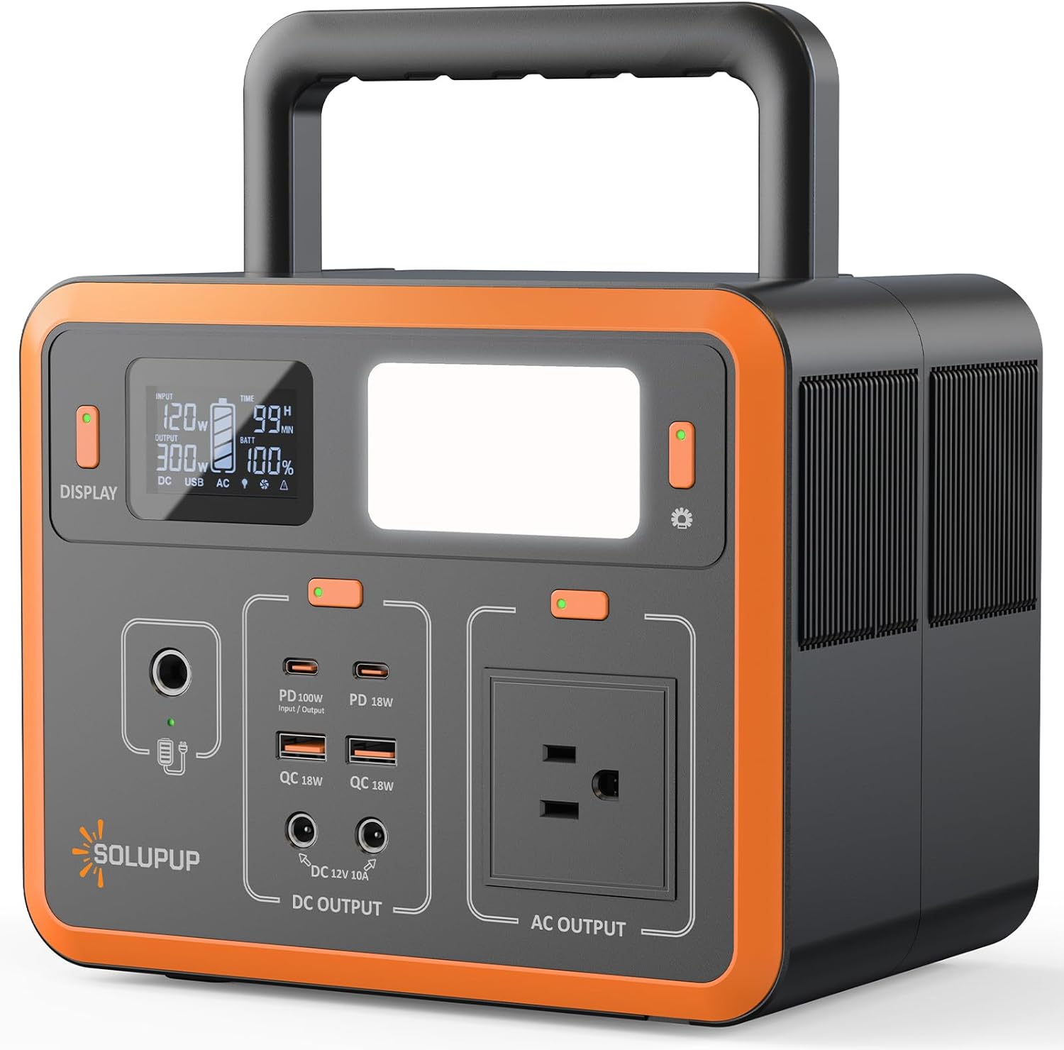 Portable Power Station 90,000mAh, 288Wh LiFePO4 Battery Bank, 300W (Peak 600W) Solar Generator, with 110V AC Outlet for Camping  Emergency Backup