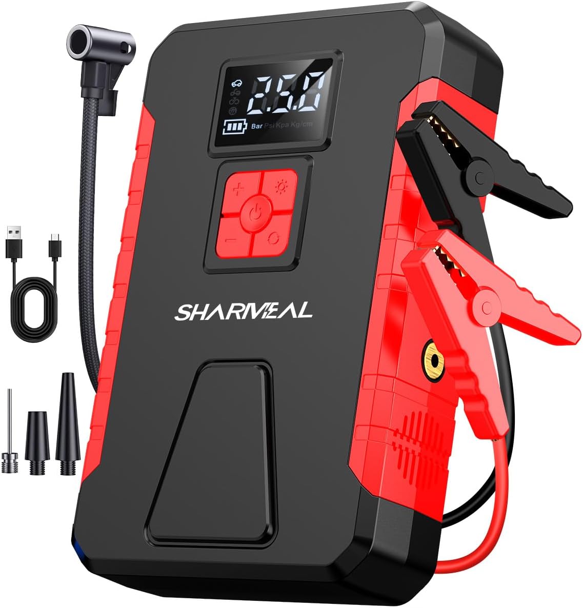 Sharmeal Car Jump Starter 5000A, Jump Starter Battery Pack for 10.0L Gas and 9.0L Diesel, 12V Portable Jump Box with LED Light