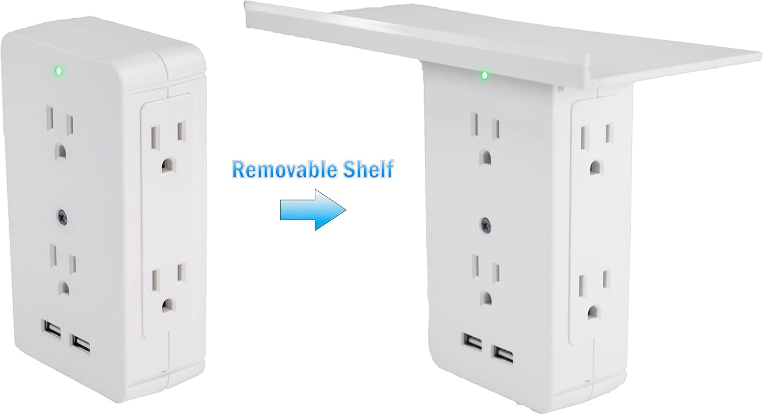 Wall Power Rotating Outlet Shelf - 6 Rotating Outlets