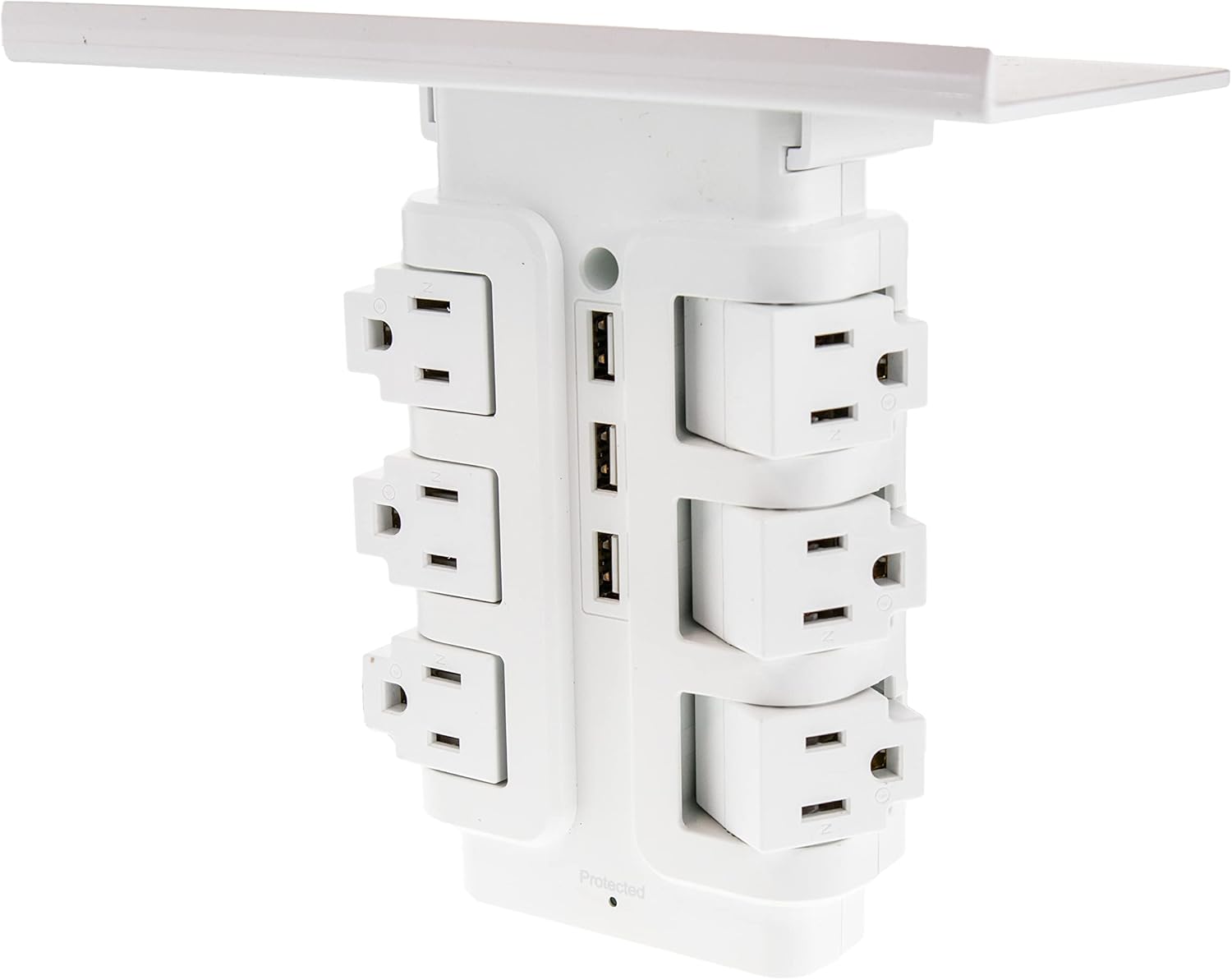 Wall Power Rotating Outlet Shelf - 6 Rotating Outlets