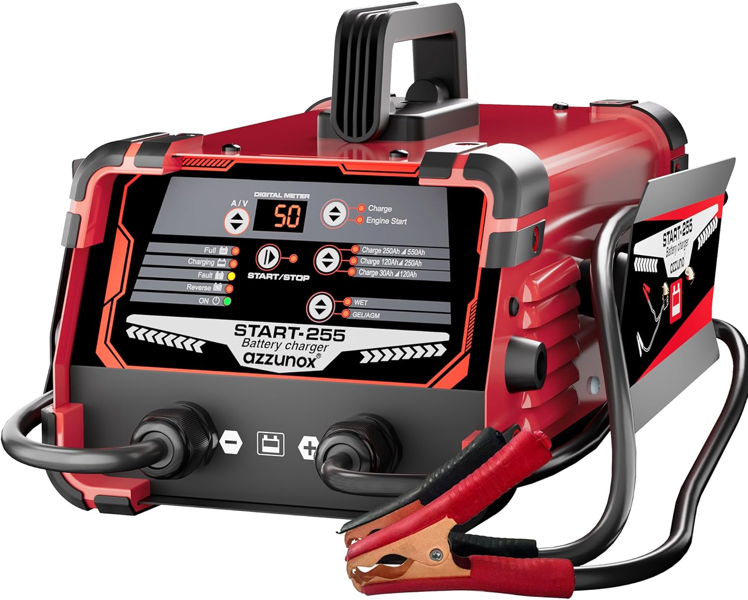 12V 24V Car Battery Charger  Engine Starter, 0-50A Automatic Battery Maintainer, 250 Cranking Amps, Jump Starter  Smart Trickle Charger
