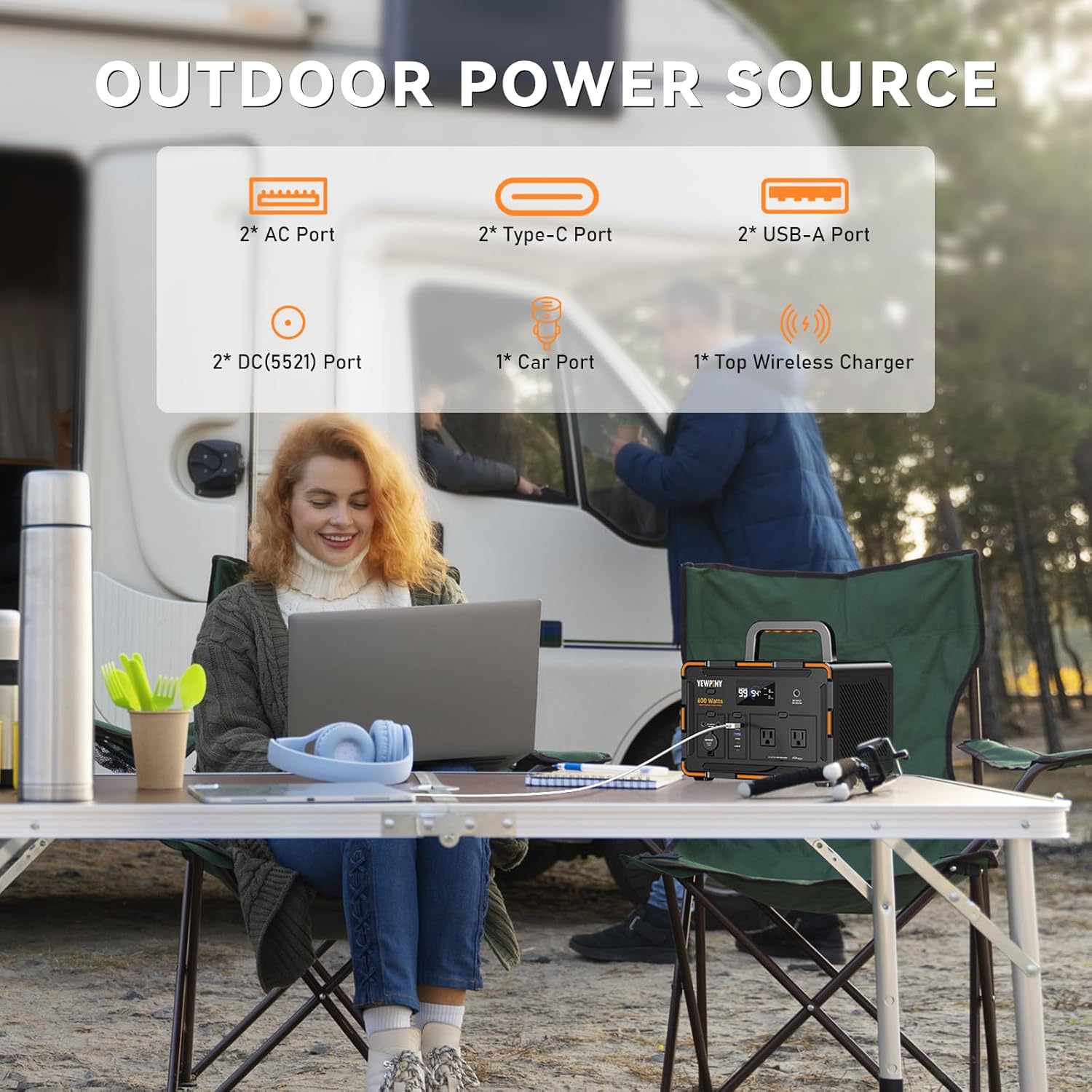 600W Portable Power Station 599.4Wh Solar Generator, PD100W Fast Charging, 162000mAh Battery with LCD Display for Camping, RV Trips  Home Emergencies (2000+ Cycles)
