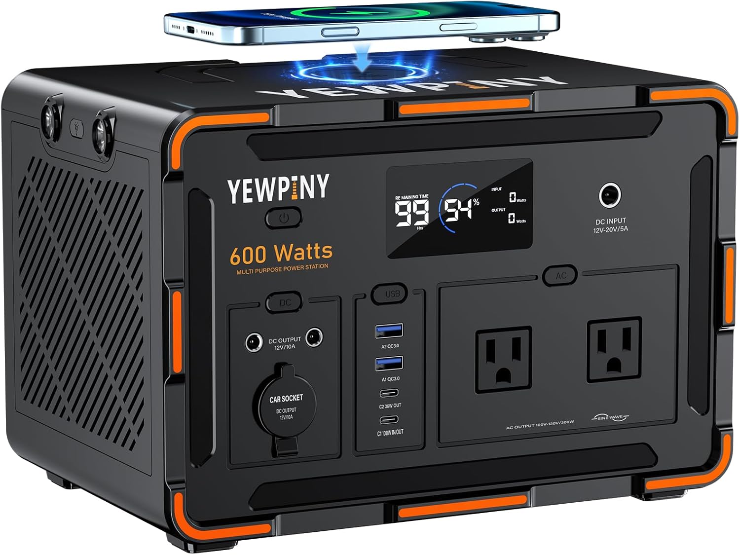 600W Portable Power Station 599.4Wh Solar Generator, PD100W Fast Charging, 162000mAh Battery with LCD Display for Camping, RV Trips  Home Emergencies (2000+ Cycles)