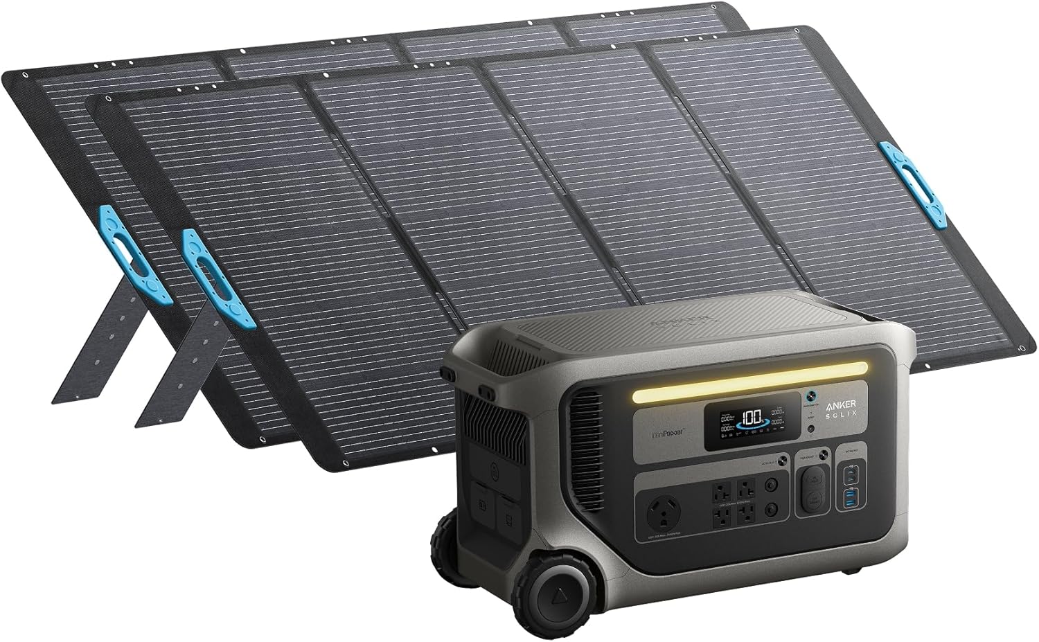 Anker SOLIX F3000 Portable Power Station with 4×400 Solar Panel, 3,072Wh, 6,000W Recharging, Solar Generators for Home Use, Works with Generator, For Power Outages, Camping, RVs, Emergencies