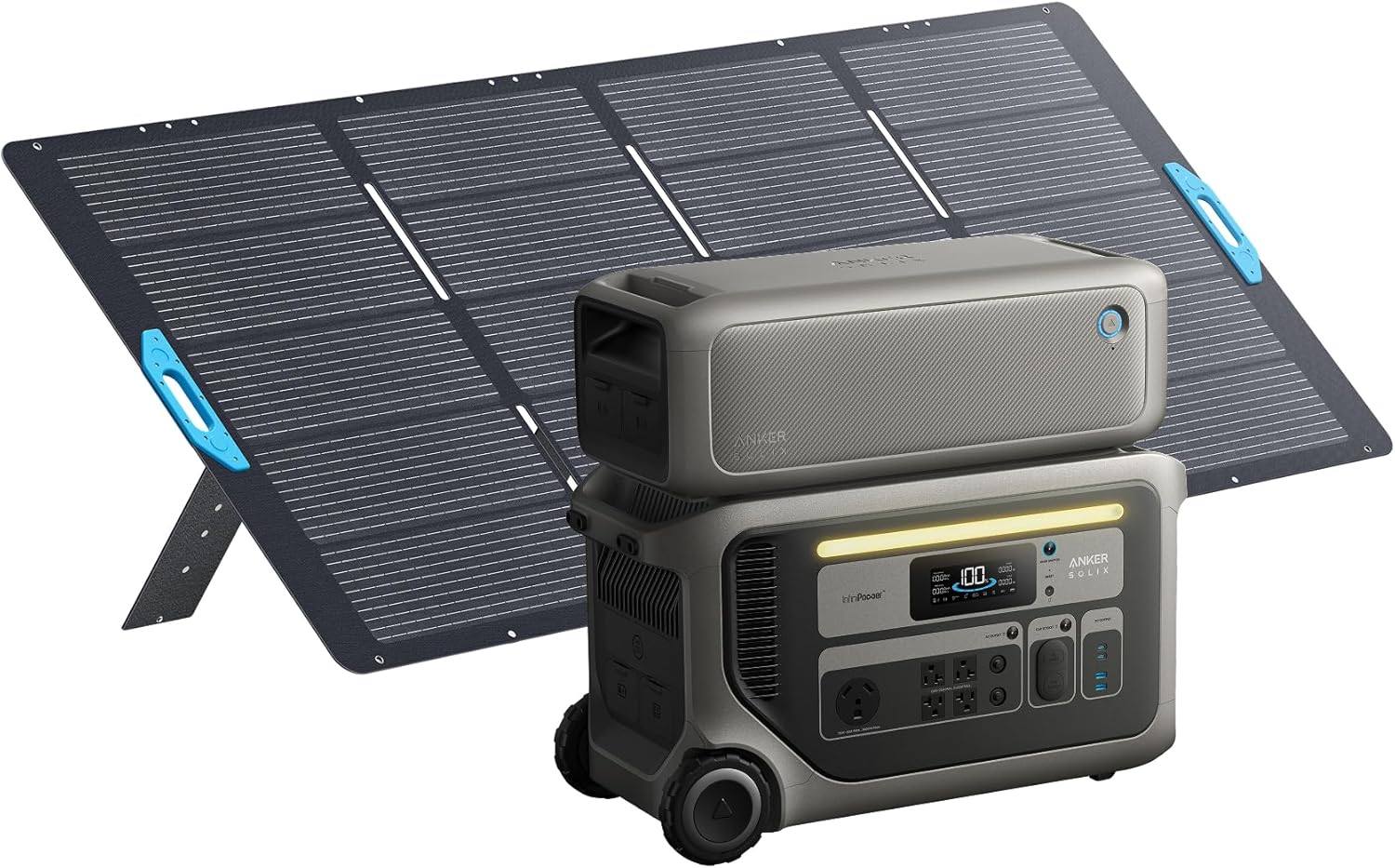 Anker SOLIX F3000 Portable Power Station with 4×400 Solar Panel, 3,072Wh, 6,000W Recharging, Solar Generators for Home Use, Works with Generator, For Power Outages, Camping, RVs, Emergencies