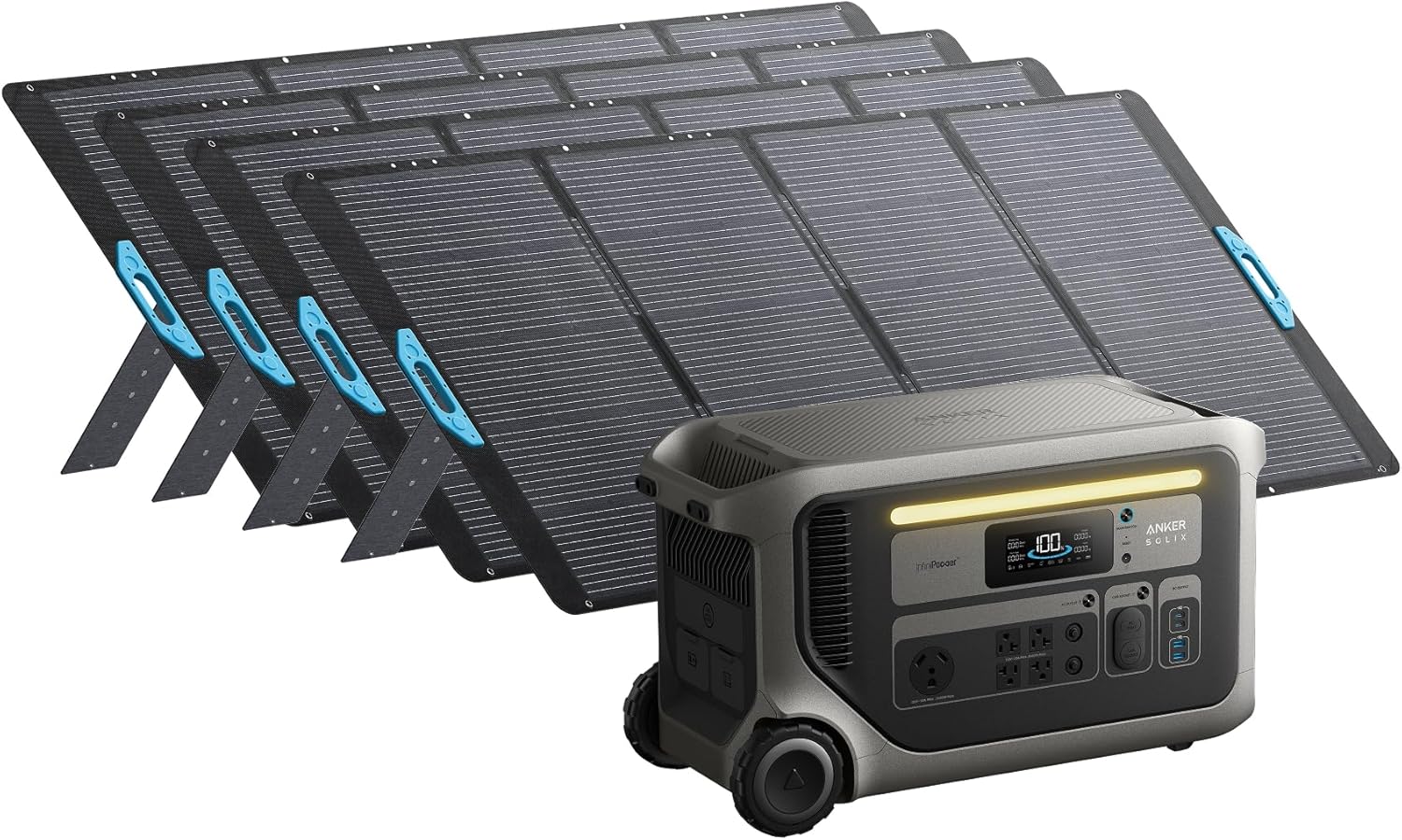 Anker SOLIX F3000 Portable Power Station with 4×400 Solar Panel, 3,072Wh, 6,000W Recharging, Solar Generators for Home Use, Works with Generator, For Power Outages, Camping, RVs, Emergencies