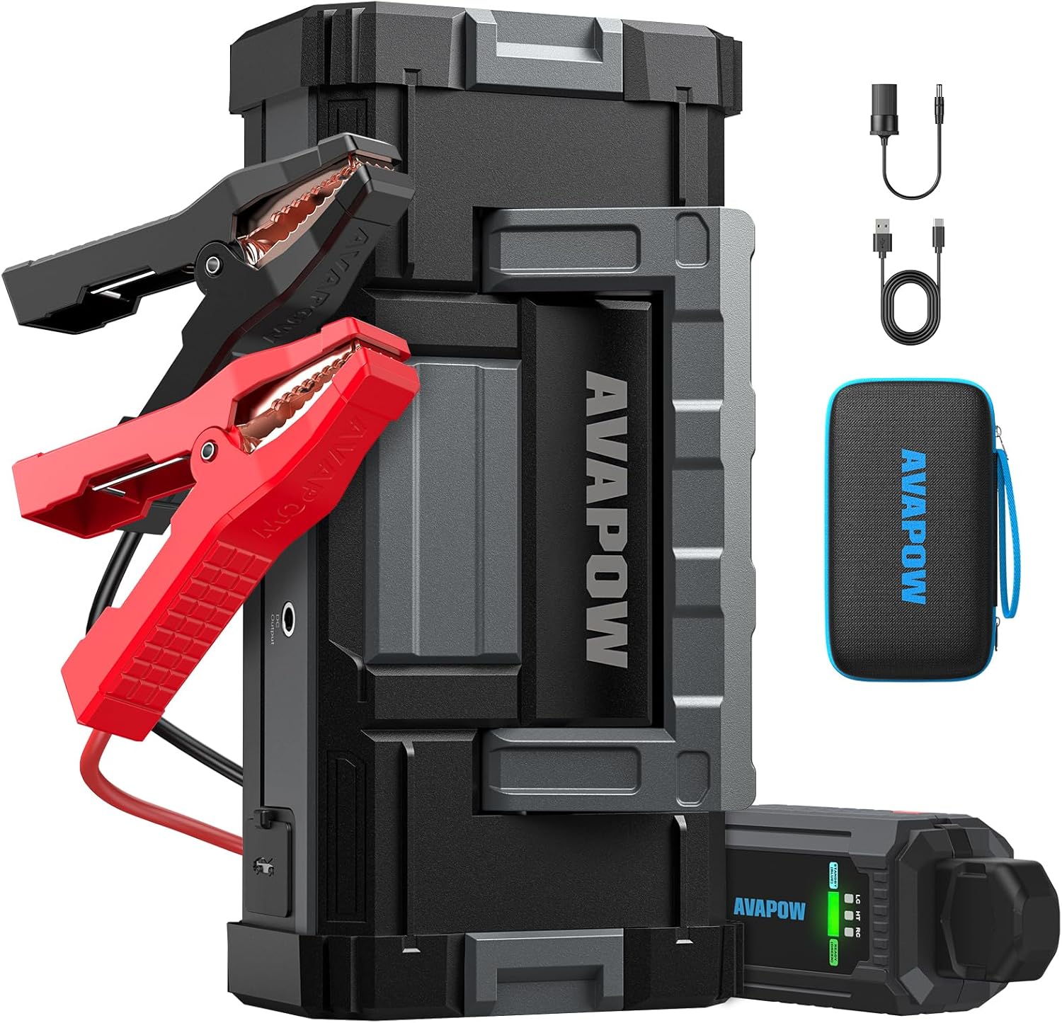 AVAPOW 6000A Car Battery Jump Starter(for All Gas or up to 12L Diesel) Powerful Car Jump Starter with Dual USB Quick Charge and DC Output,12V Jump Pack with Built-in LED Bright Light