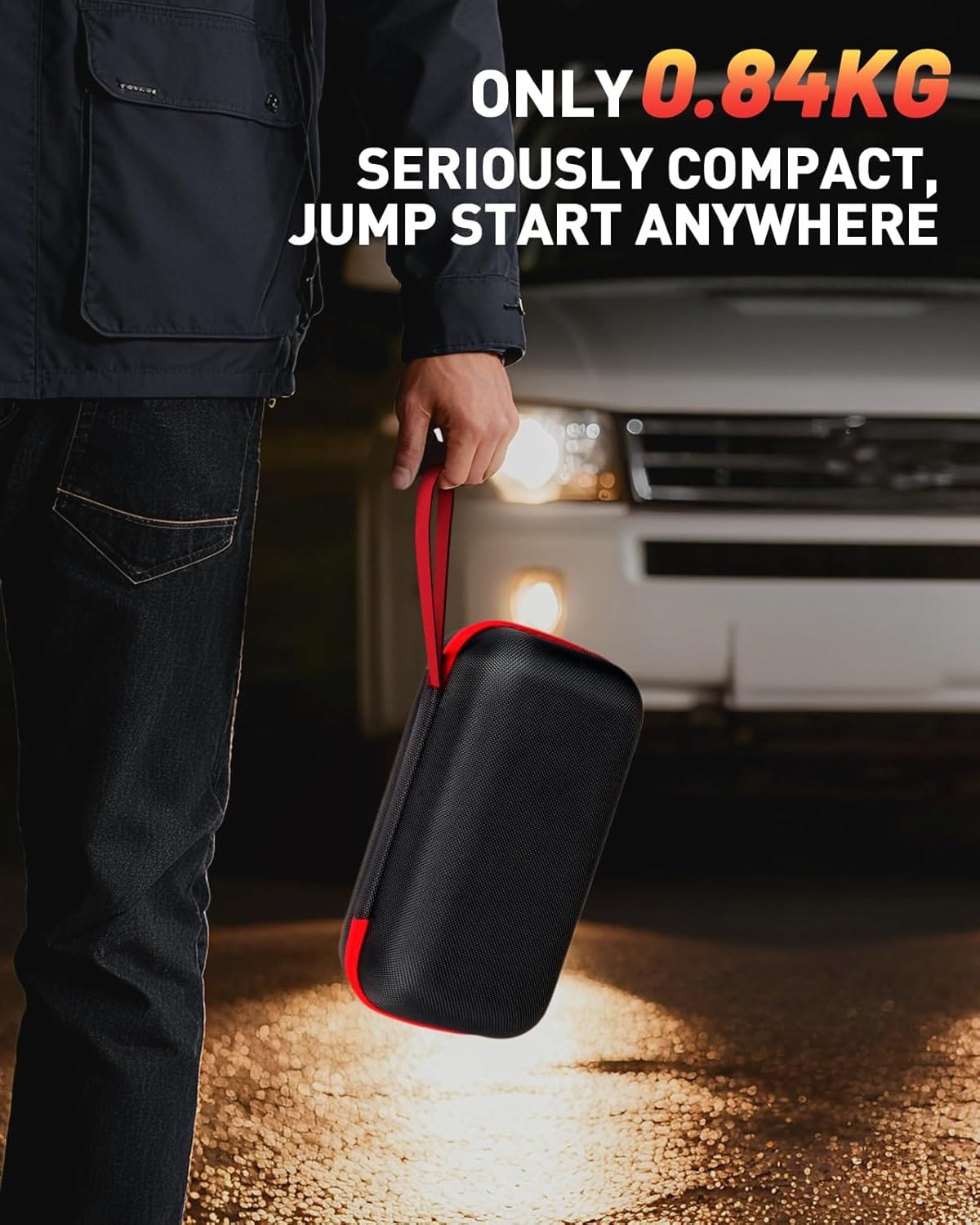 Battery Jumper Starter Portable, 4000A 4 in 1 Function Jump Starter Up to 7.5L Gas  5.0L Diesel Engines 12V Jump Box for Car Battery with Smart Jumper Cables and LED Flashlight