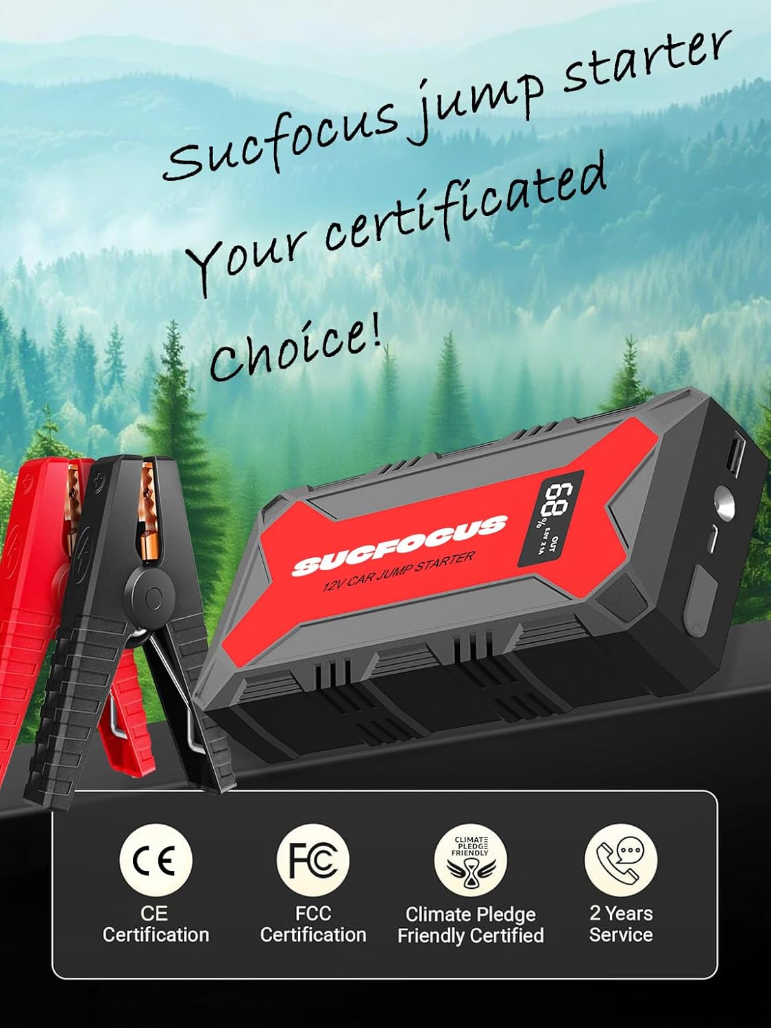Car Battery Jump Starter, 4000A Battery Jumper Starter Portable (for 9.0L Gas or 7.0L Diesel Engine), Jump Box, Jump Starter Battery Pack with Jumper Cable, LED Light, USB QC3.0 (Red)