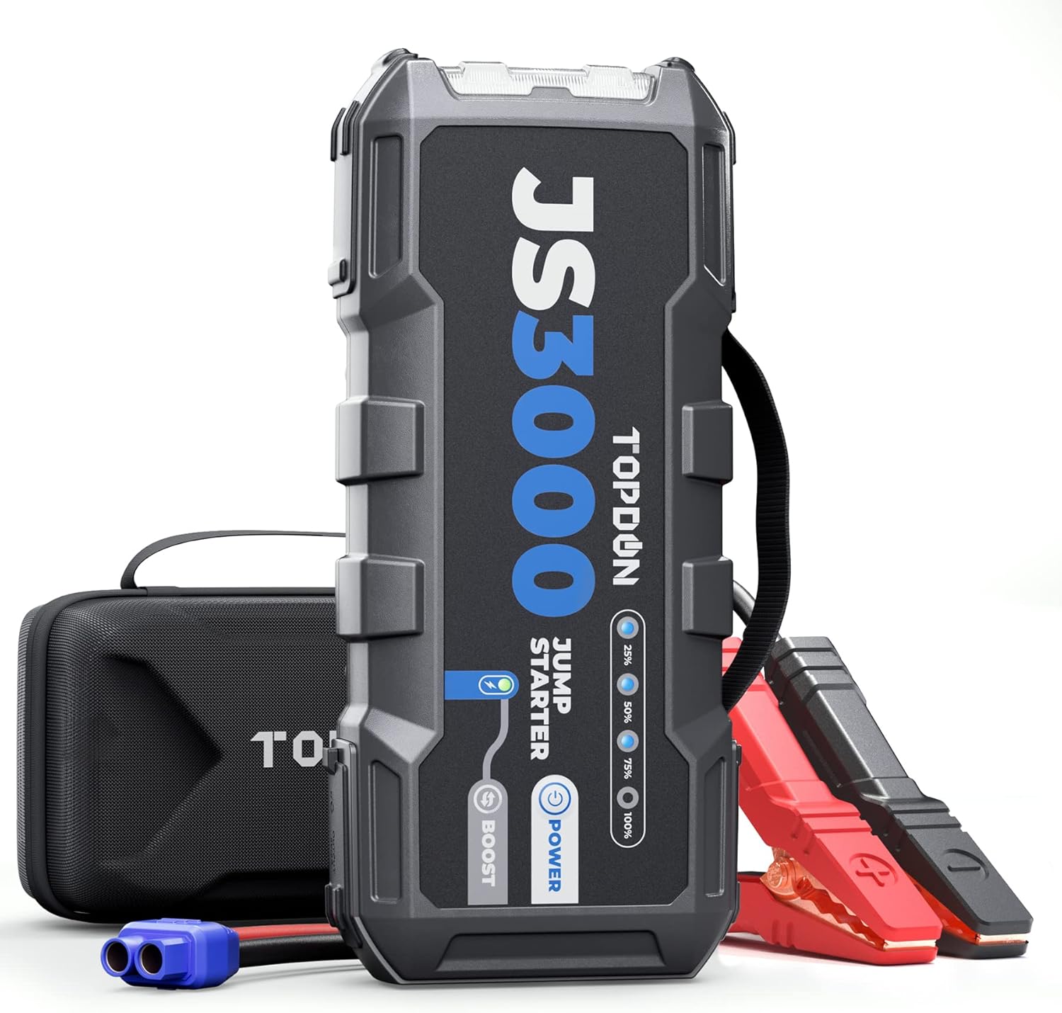 Car Battery Jump Starter, TOPDON 2000A Peak Jump Starter for Up to 8L Gas/6L Diesel Engines, 12V Portable Battery Booster Jump Starter Pack with Jumper Cables and EVA Protection Case
