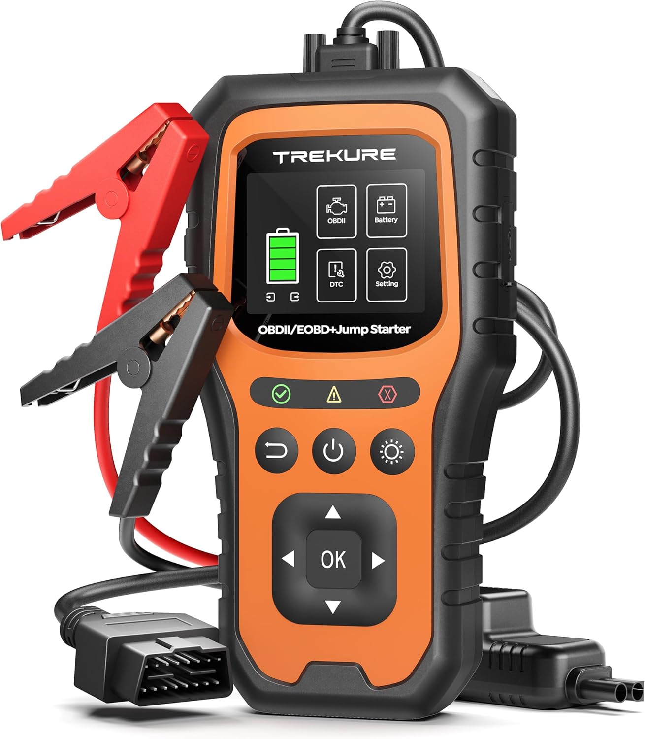 Car Battery Jump Starter with OBD2 Scanner 5000A, Car Battery Jumper Starter Portable (All Gas/10L Diesel), 12V Jump Box Jumper Cables, Code Reader for Check Engine Light, Diagnostic Tool