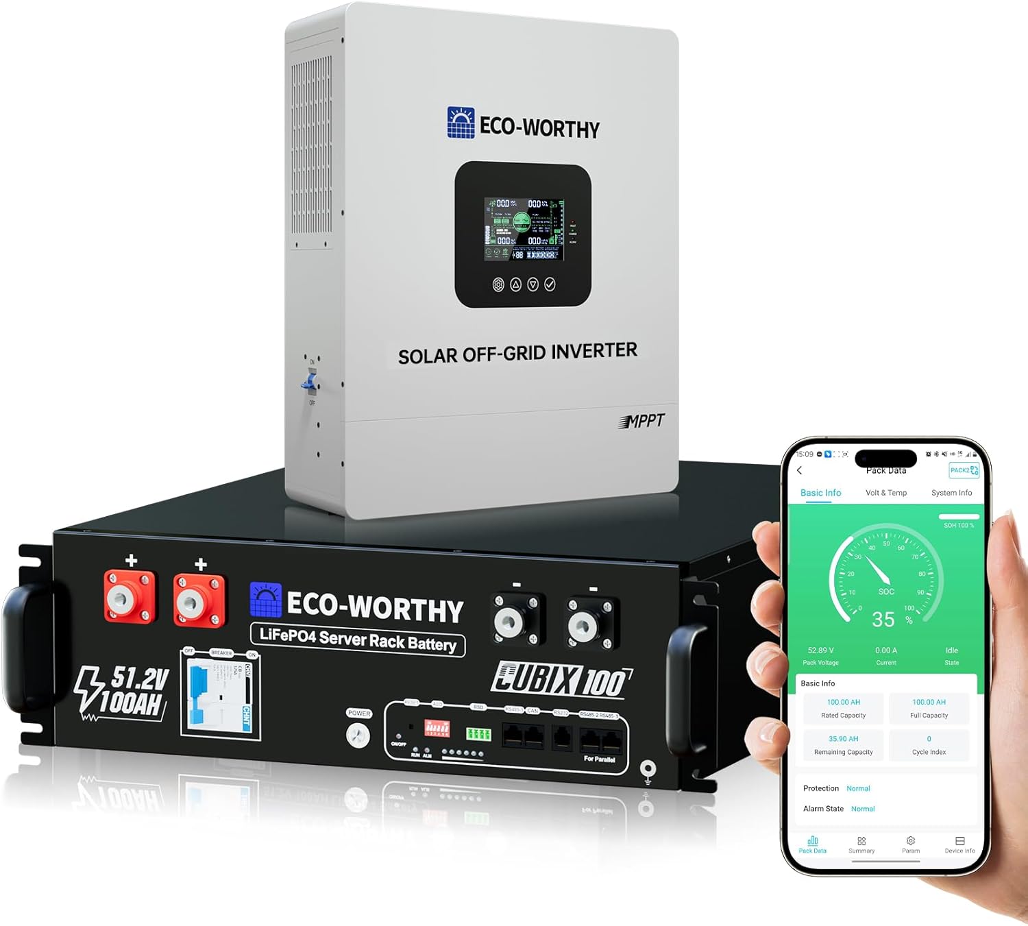 ECO-WORTHY Home Power Station Backup Power,5120Wh LiFePO4 Battery Support Communication,Bluetooth and WiFi,AC 5000W Inverter,1Hr/2.5Hr Fast Charge,for Home Backup,Emergency,Solar System Components