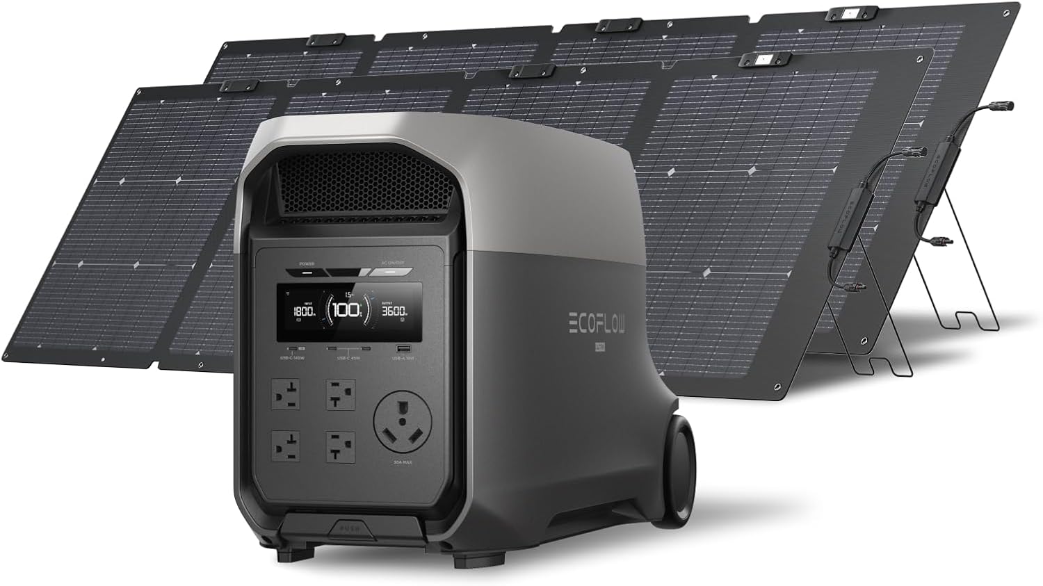 EF ECOFLOW DELTA 3 Ultra Portable Power Station with Transfer Switch, 3072Wh LiFePO4 Battery, 3600W (Surge 7200W) Output, Solar Generator for Home Use, Camping Accessories, Emergencies  RV Backup