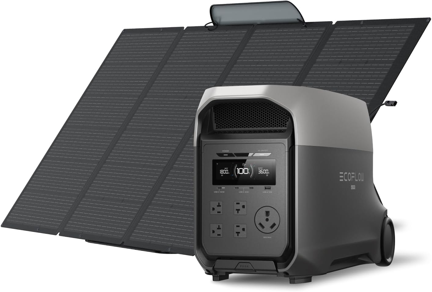 EF ECOFLOW DELTA 3 Ultra Portable Power Station with Transfer Switch, 3072Wh LiFePO4 Battery, 3600W (Surge 7200W) Output, Solar Generator for Home Use, Camping Accessories, Emergencies  RV Backup