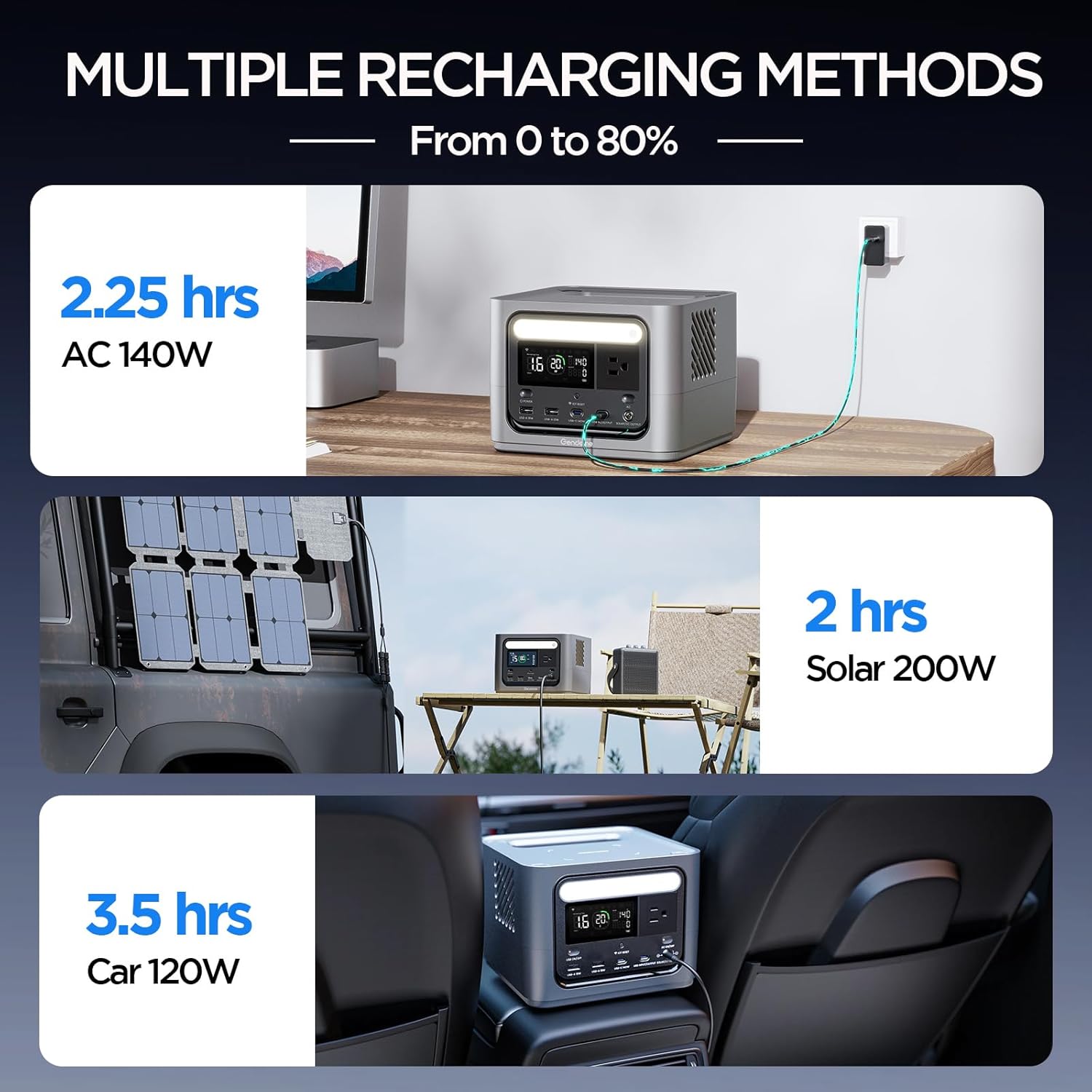 Go 300 Portable Power Station, 288Wh LiFePO4 Battery with 300W AC Outlet, Dual 140W USB-C Ports PD 3.1 Fast Charging, Solar Generator for Home Backup, Outdoor Camping, Travel, and Emergencies