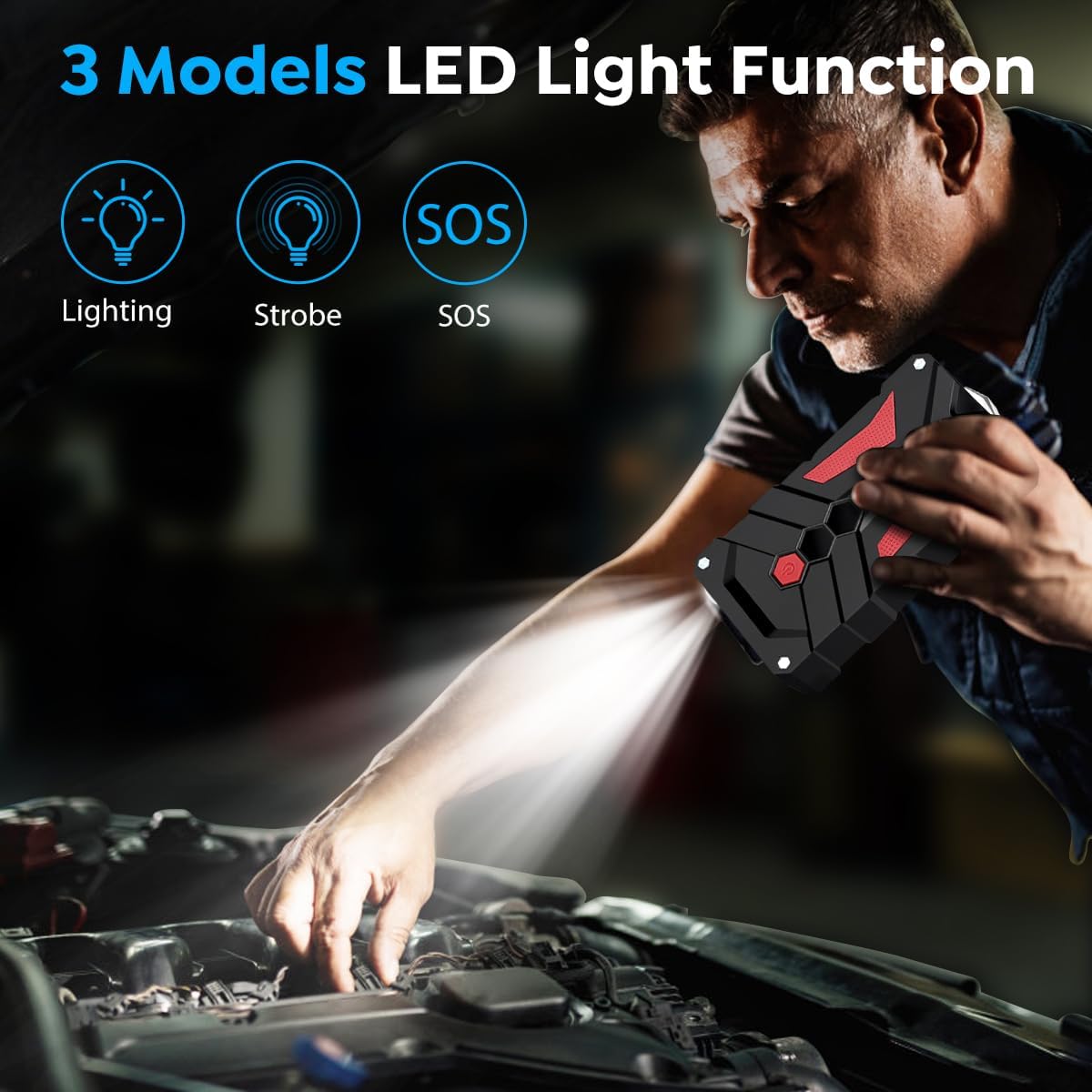 Jump Starter Car Jump Starter Auto Battery Booster Pack 5000A Peak 12V with USB-C Quick Charge,Lithium Jump Box with LED Light(Up to 7.0L Gas or 5.5L Diesel Engine)