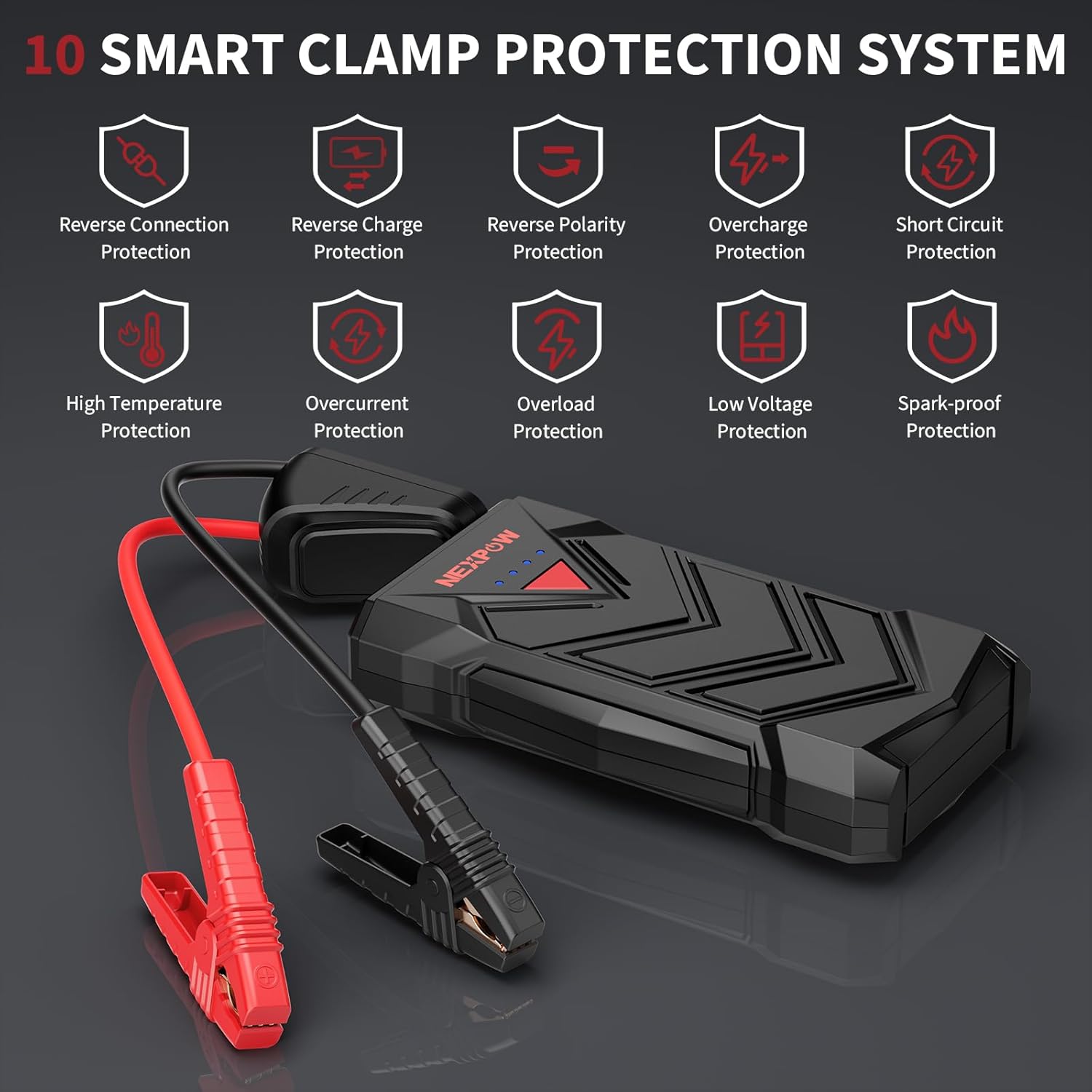 NEXPOW Battery Jumper Starter Portable,12V Car Battery Jump Starter Power Pack with USB Quick Charge (Up to 7L Gas or 5.5L Diesel Engine) Jump Box with Built-in LED Light