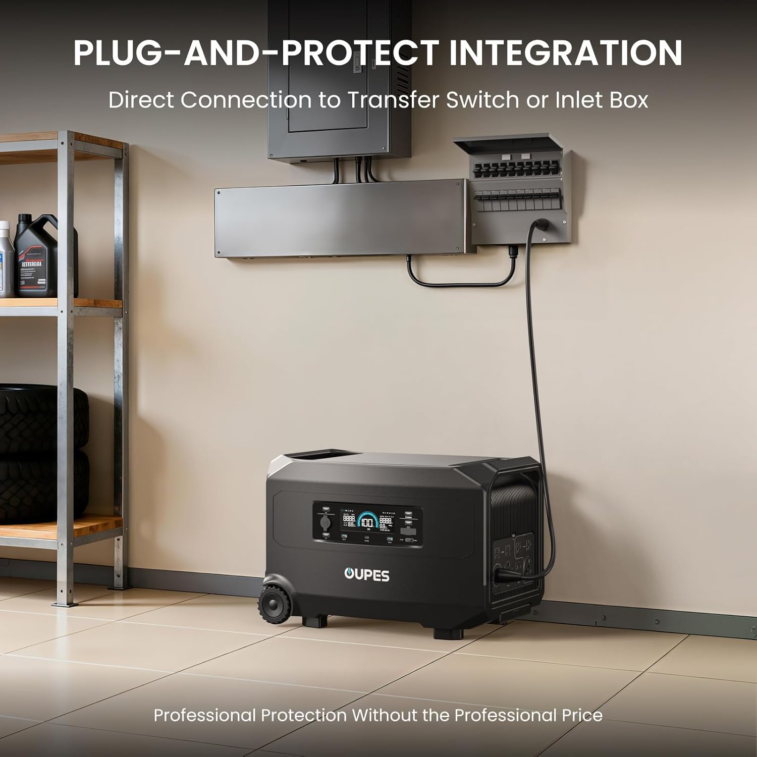 OUPES Guardian 6000 Portable Power Station, 120V/240V Dual Voltage, 4608Wh LiFePO4 Battery, 6000W AC Output (9000W Peak), Expandable to 41kWh, Home Transfer Switch Ready for Emergency Power Outages