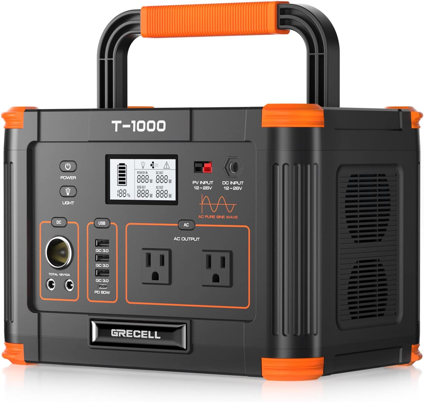 Portable Power Station 500W(Peak 1000W), 519Wh Outdoor Solar Generator Backup Battery Pack with 2 110V AC Outlets, 500W 10-Port Powerhouse for RV/Van Camping Fishing Climbing Road Trip Home Emergency